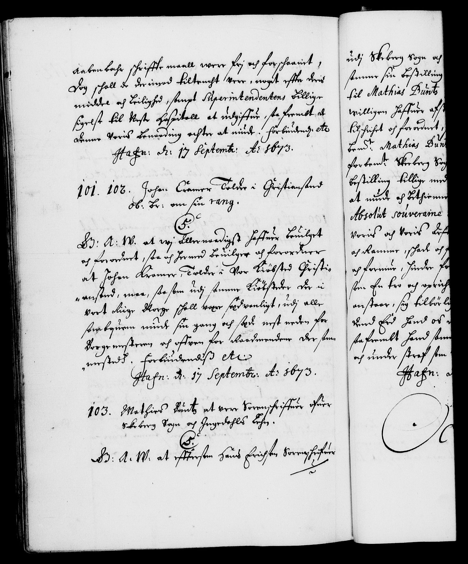 Danske Kanselli 1572-1799, RA/EA-3023/F/Fc/Fca/Fcaa/L0011: Norske registre (mikrofilm), 1670-1673, s. 712b