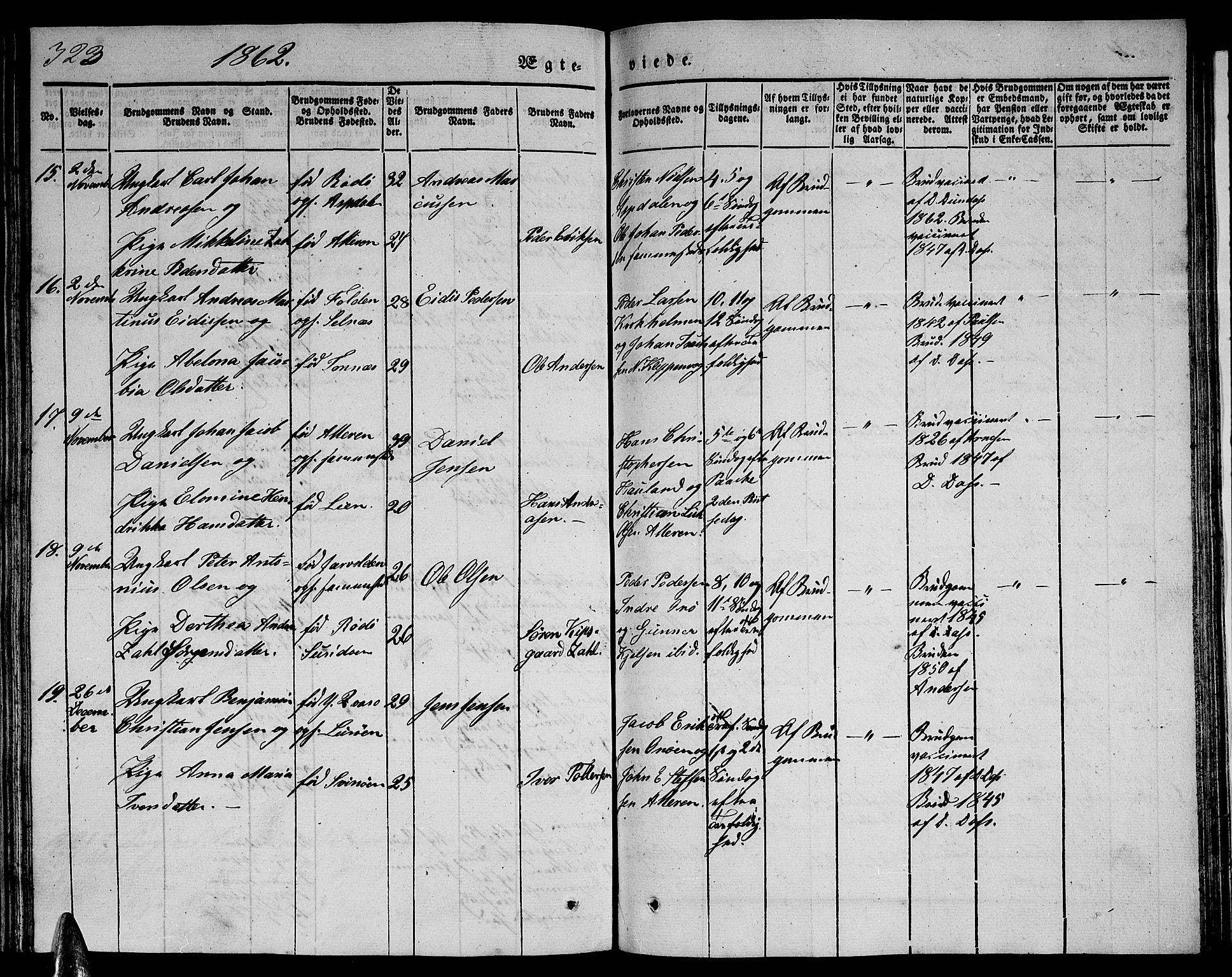 Ministerialprotokoller, klokkerbøker og fødselsregistre - Nordland, AV/SAT-A-1459/839/L0572: Klokkerbok nr. 839C02, 1841-1873, s. 323