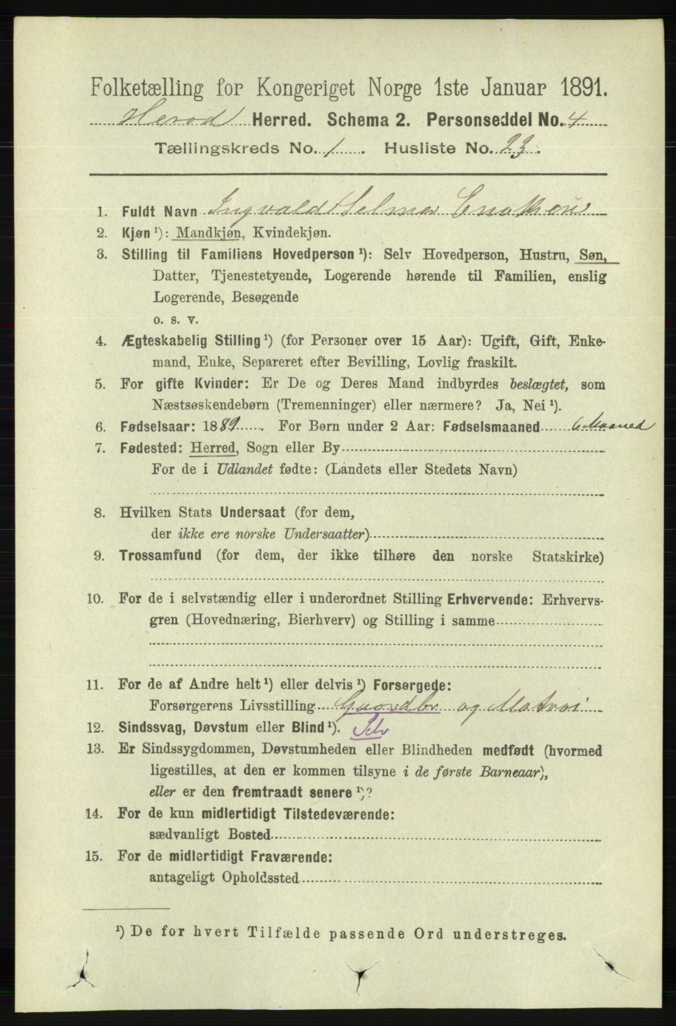 RA, Folketelling 1891 for 1039 Herad herred, 1891, s. 210