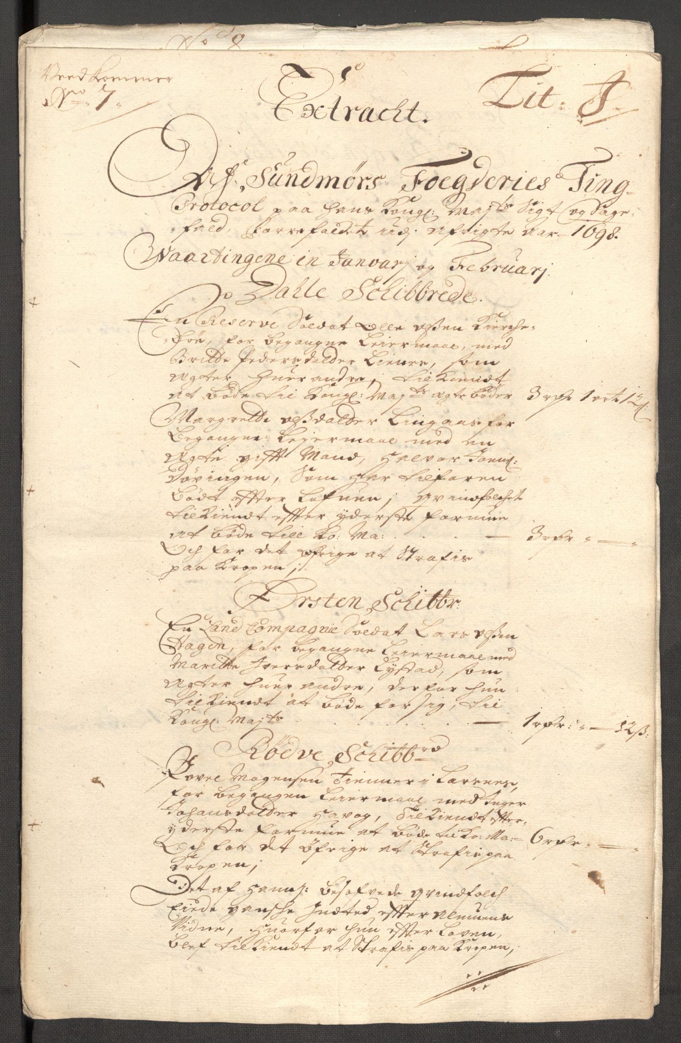 Rentekammeret inntil 1814, Reviderte regnskaper, Fogderegnskap, AV/RA-EA-4092/R54/L3556: Fogderegnskap Sunnmøre, 1696-1698, s. 383