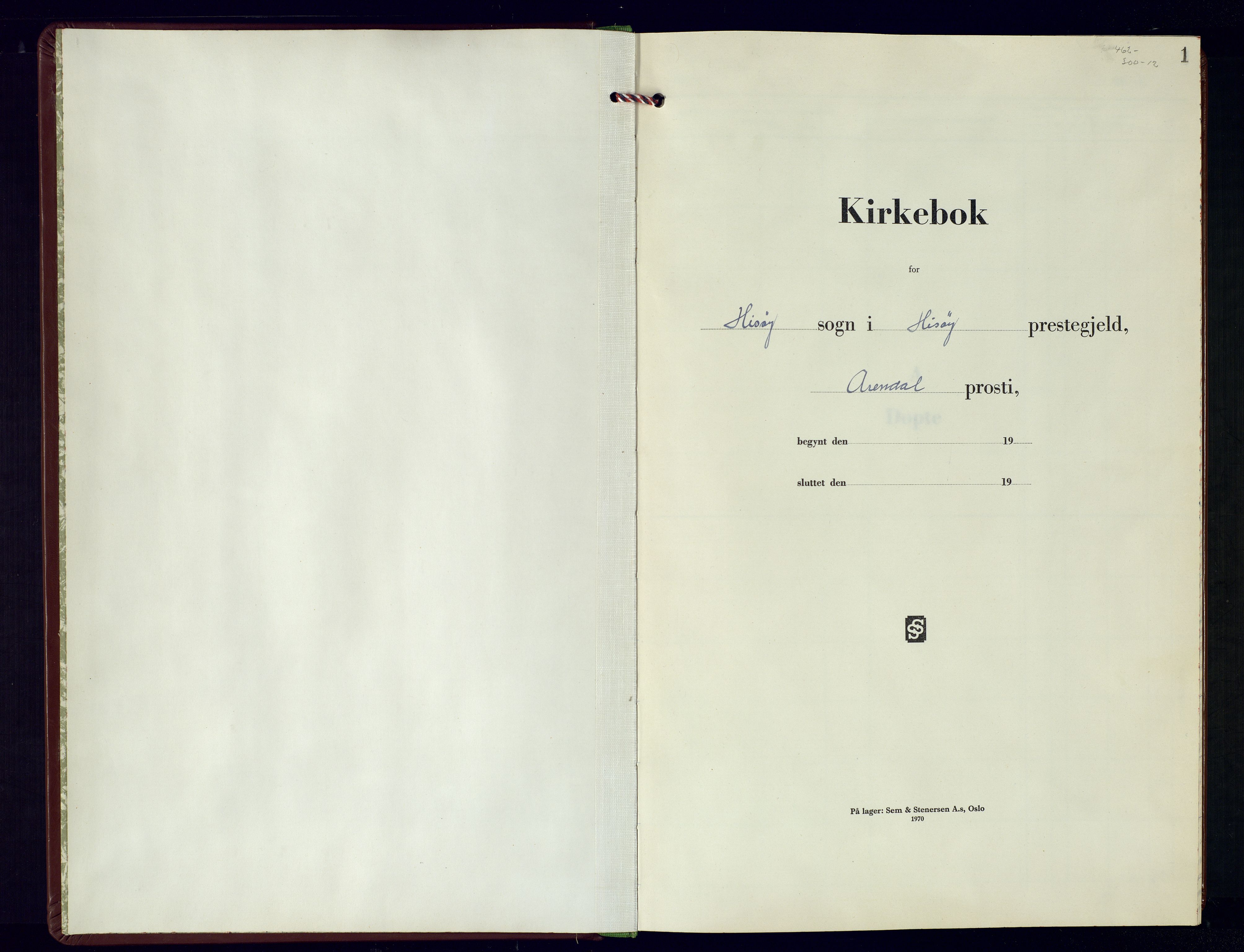 Hisøy sokneprestkontor, SAK/1111-0020/F/Fb/L0007: Klokkerbok nr. B-7, 1969-1970, s. 1