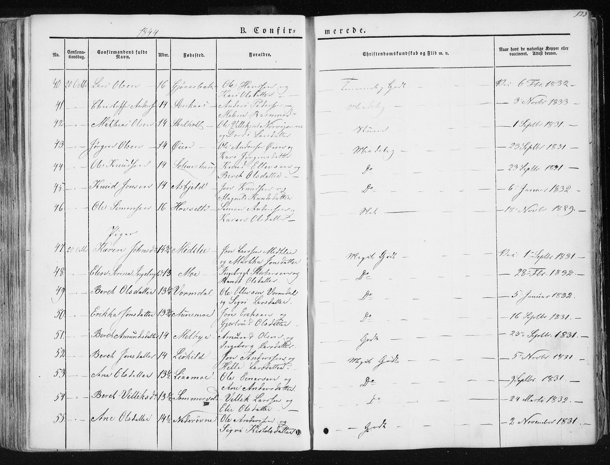 Ministerialprotokoller, klokkerbøker og fødselsregistre - Sør-Trøndelag, AV/SAT-A-1456/668/L0805: Ministerialbok nr. 668A05, 1840-1853, s. 125