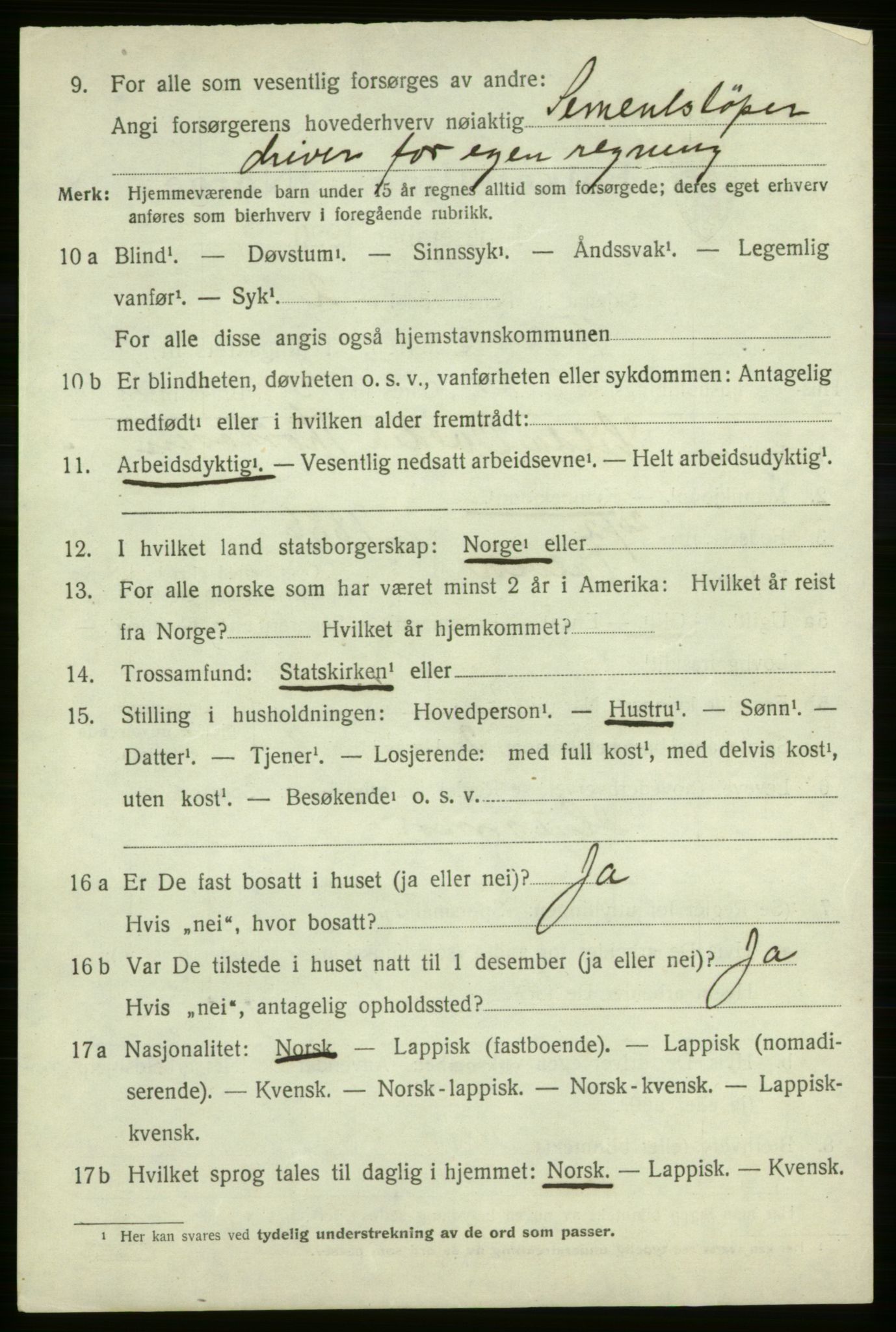 SATØ, Folketelling 1920 for 2013 Talvik herred, 1920, s. 3283