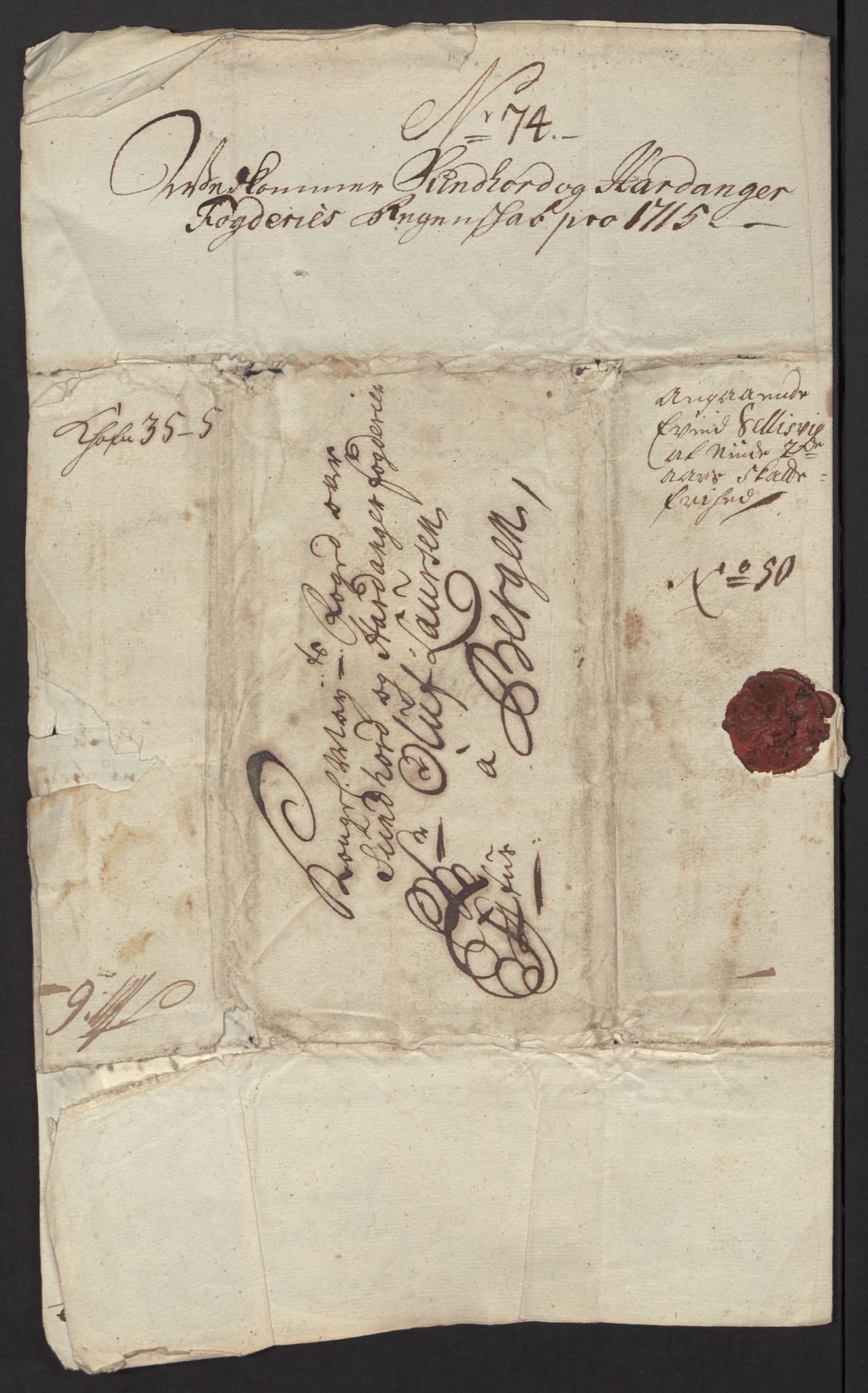 Rentekammeret inntil 1814, Reviderte regnskaper, Fogderegnskap, AV/RA-EA-4092/R48/L2991: Fogderegnskap Sunnhordland og Hardanger, 1715, s. 509