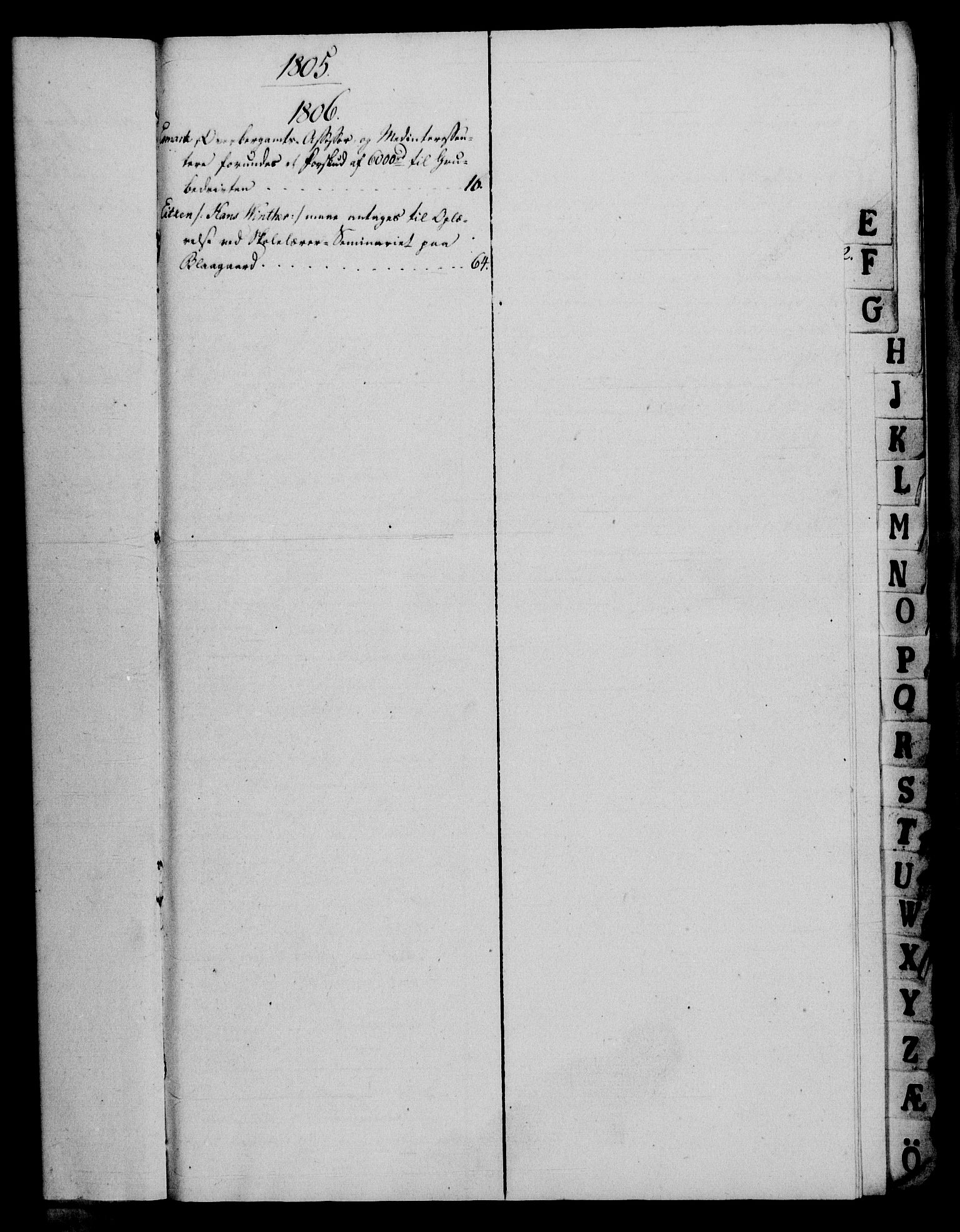 Rentekammeret, Renteskriverkontorene, RA/EA-3115/M/Mf/Mfb/L0007: Relasjons- og resolusjonsprotokoll med register (merket RK 54.13), 1805-1806