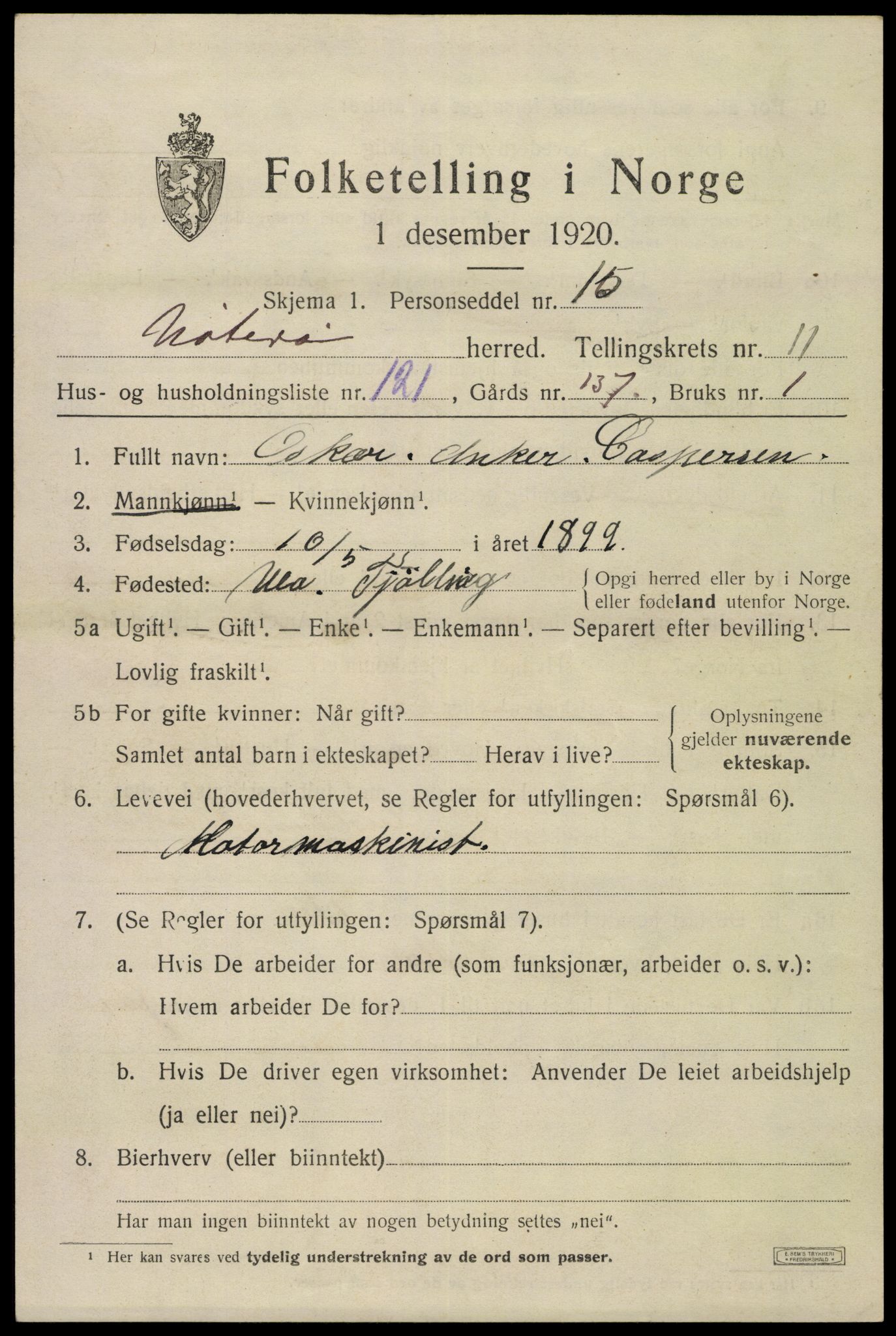 SAKO, Folketelling 1920 for 0722 Nøtterøy herred, 1920, s. 14695