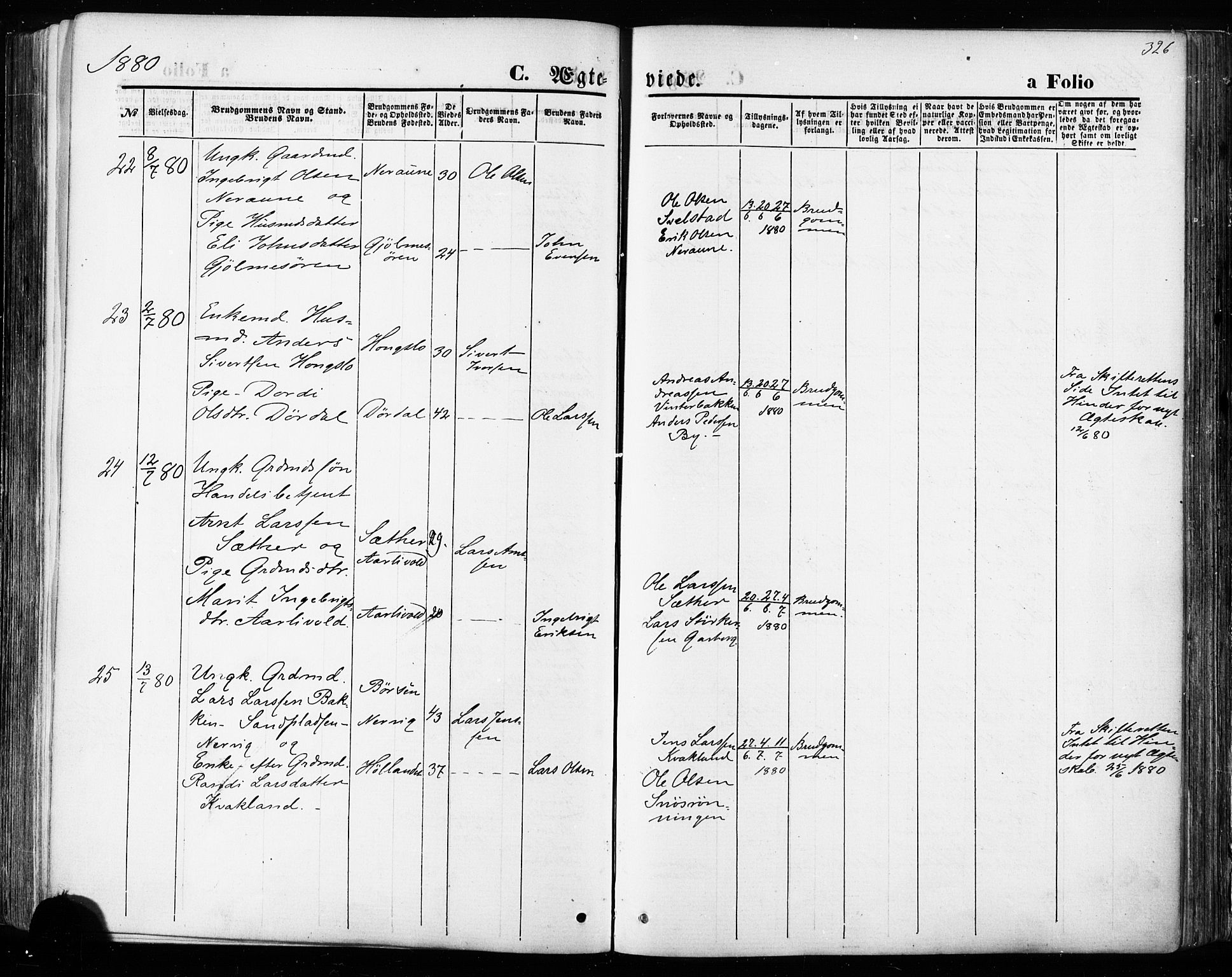 Ministerialprotokoller, klokkerbøker og fødselsregistre - Sør-Trøndelag, AV/SAT-A-1456/668/L0807: Ministerialbok nr. 668A07, 1870-1880, s. 326