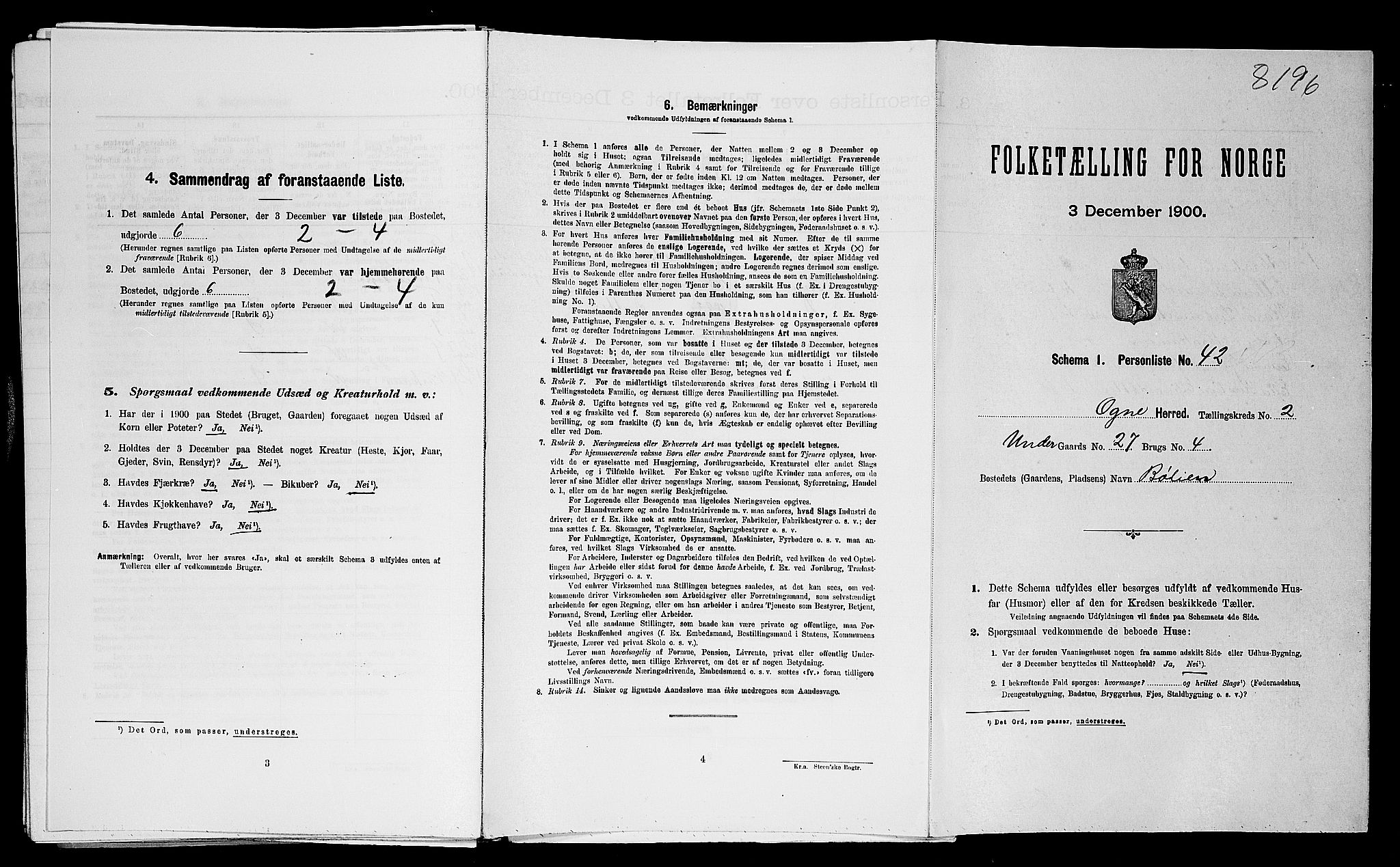 SAST, Folketelling 1900 for 1117 Ogna herred, 1900, s. 302