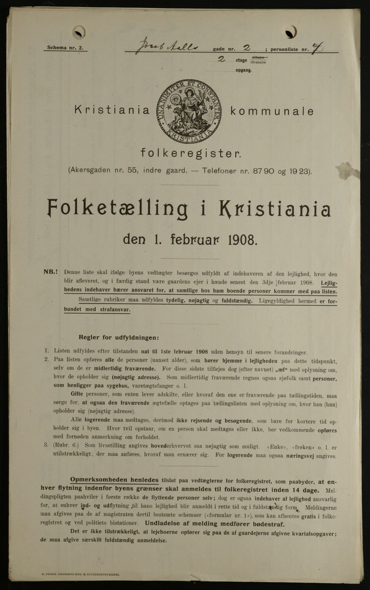 OBA, Kommunal folketelling 1.2.1908 for Kristiania kjøpstad, 1908, s. 40123