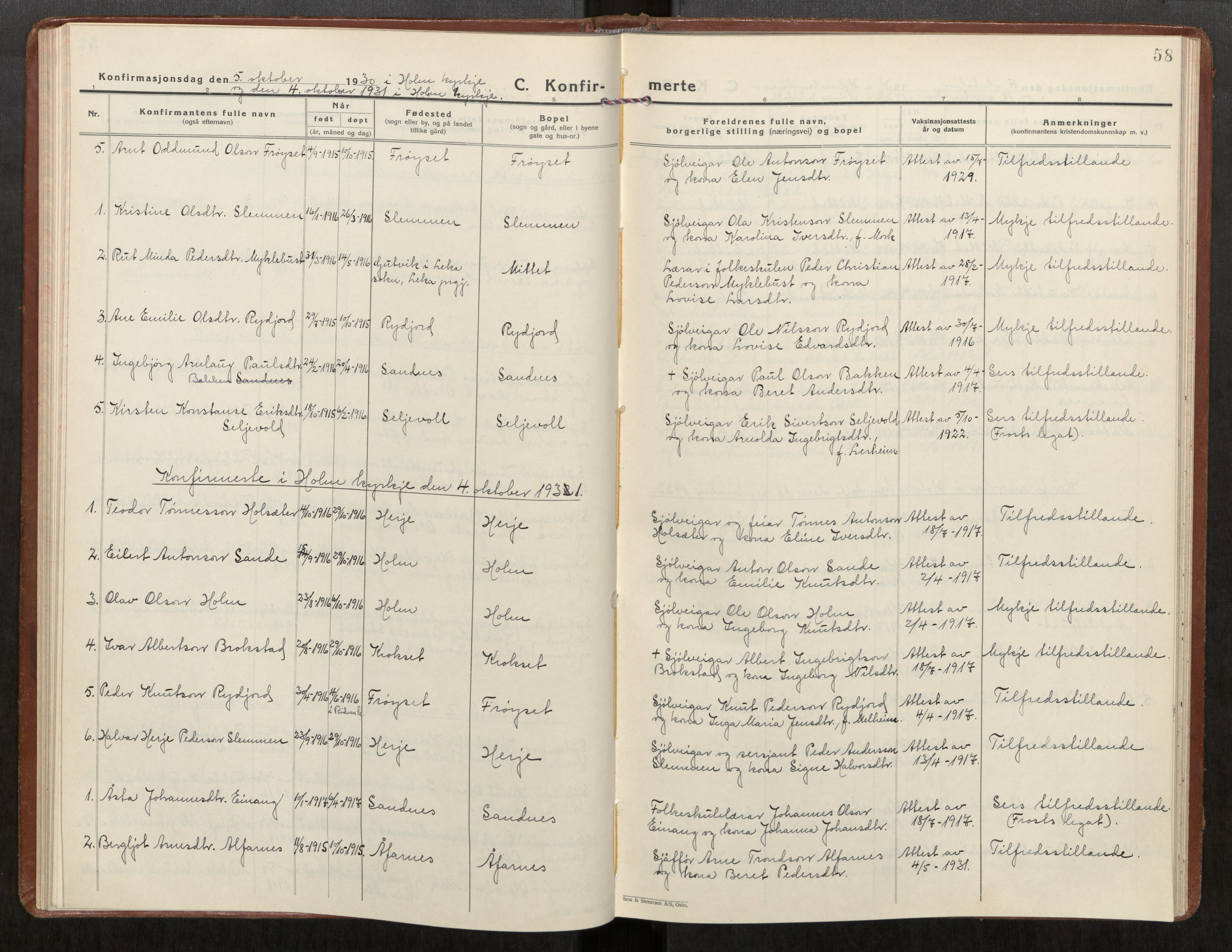 Ministerialprotokoller, klokkerbøker og fødselsregistre - Møre og Romsdal, SAT/A-1454/549/L0619: Ministerialbok nr. 549A02, 1928-1951, s. 58