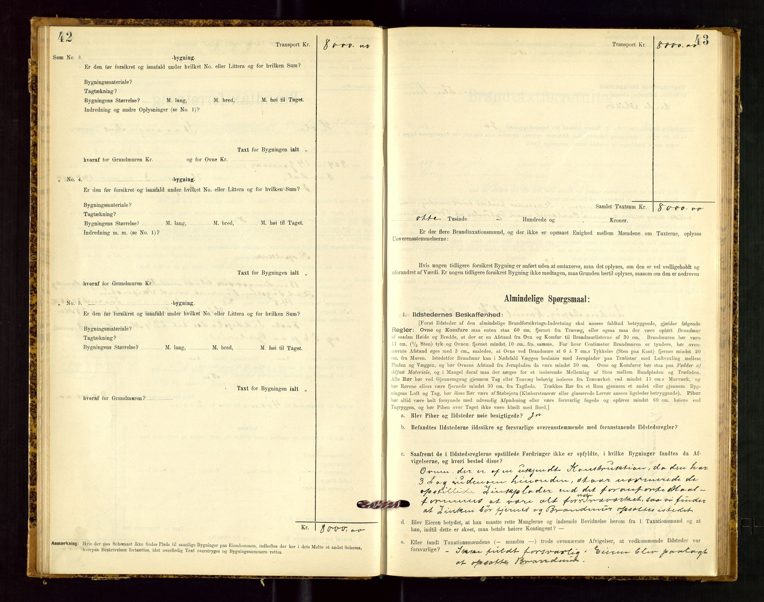 Høle og Forsand lensmannskontor, AV/SAST-A-100127/Gob/L0001: "Brandtaxtprotokol" - skjematakst, 1897-1940, s. 42-43