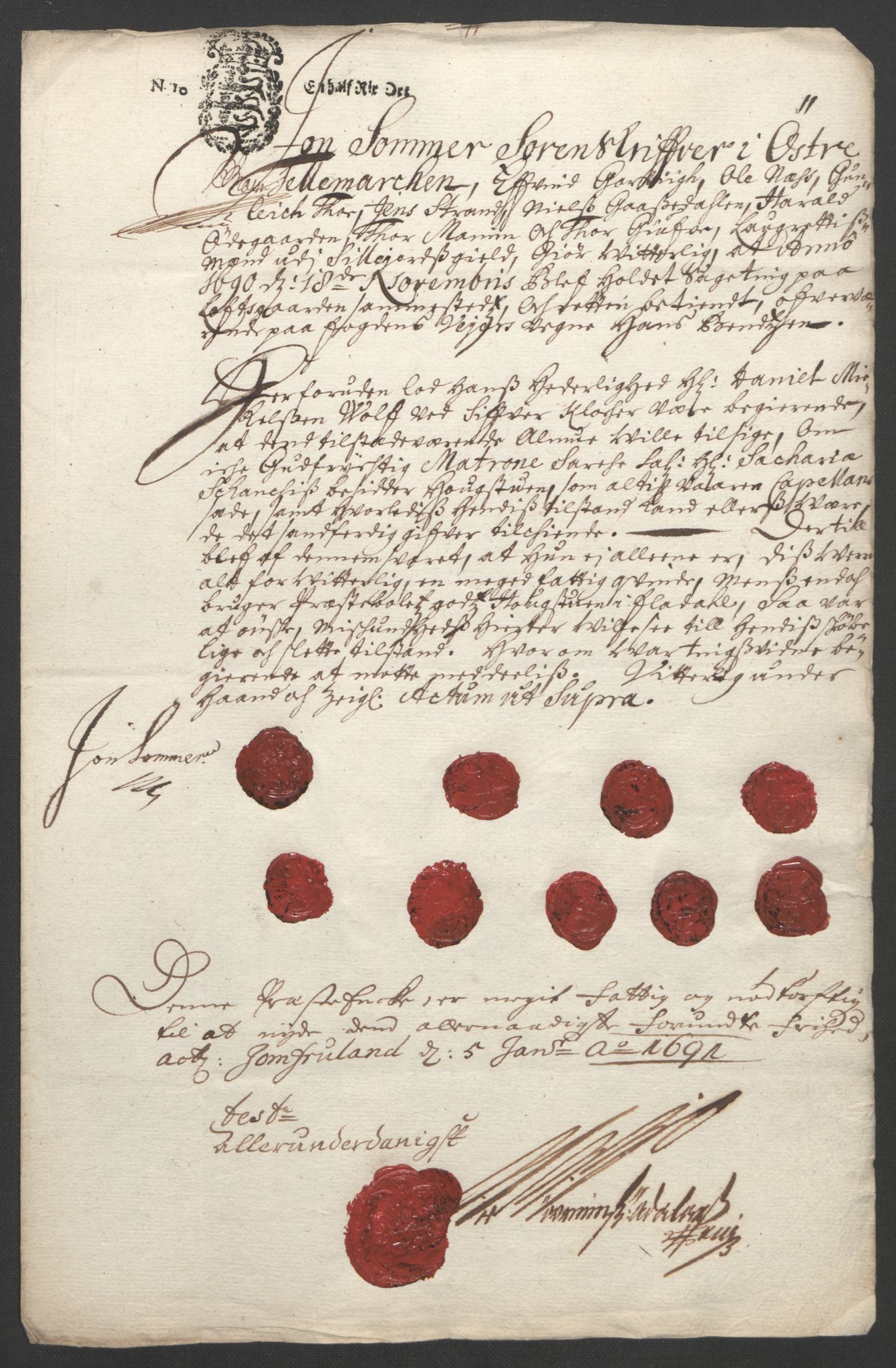 Rentekammeret inntil 1814, Reviderte regnskaper, Fogderegnskap, AV/RA-EA-4092/R35/L2091: Fogderegnskap Øvre og Nedre Telemark, 1690-1693, s. 22