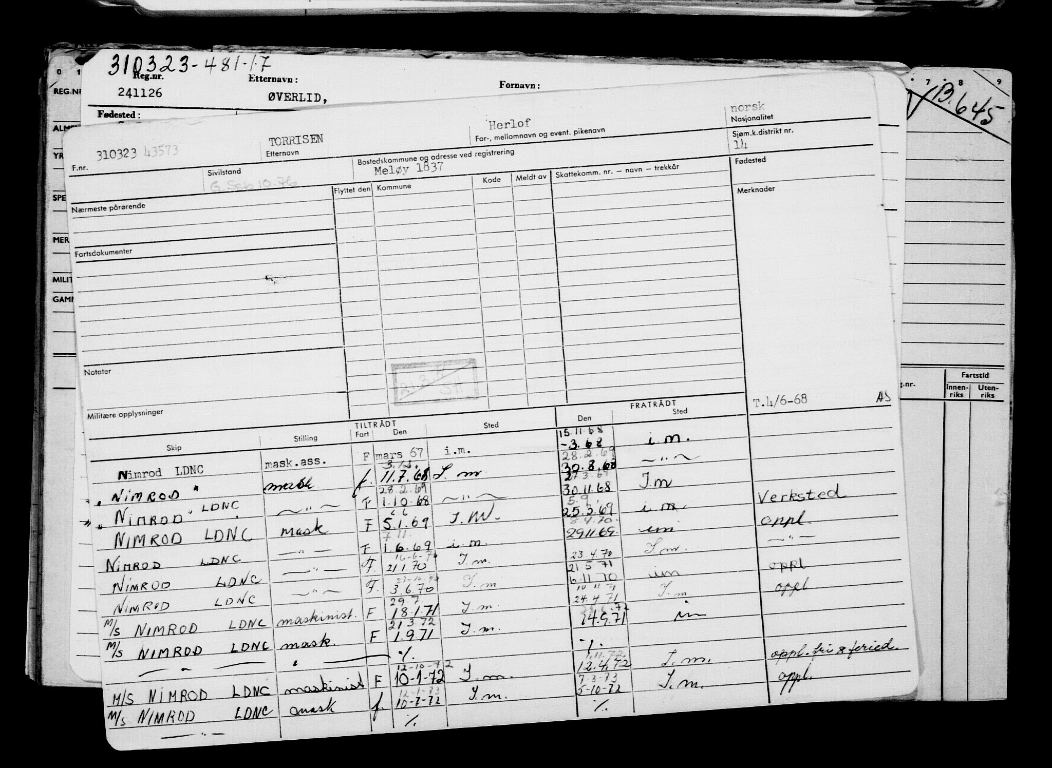 Direktoratet for sjømenn, AV/RA-S-3545/G/Gb/L0217: Hovedkort, 1923, s. 351