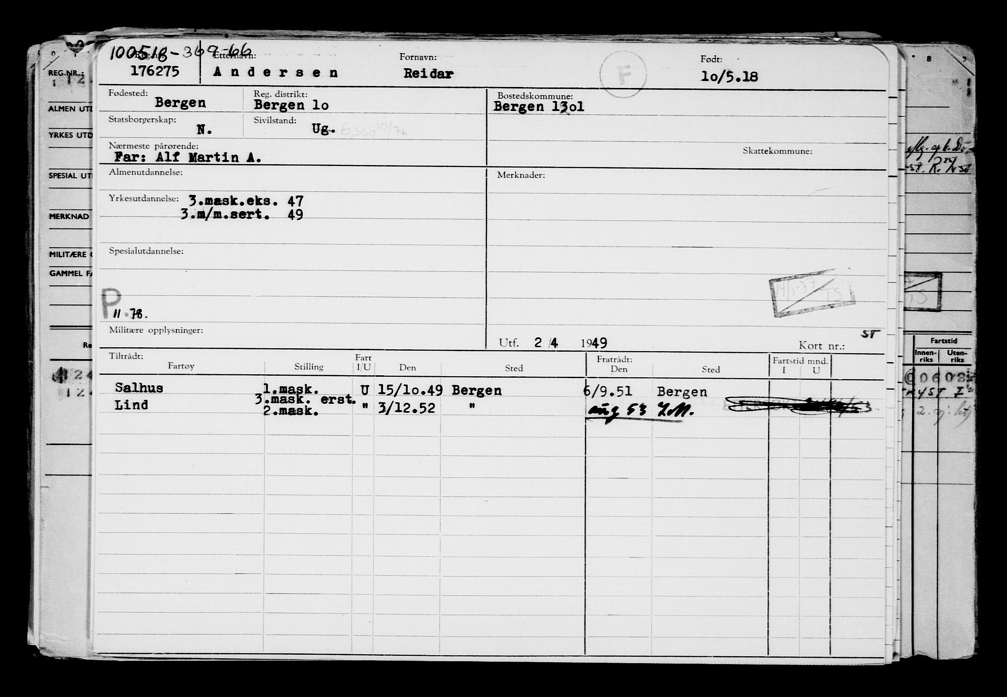 Direktoratet for sjømenn, RA/S-3545/G/Gb/L0158: Hovedkort, 1918, s. 182