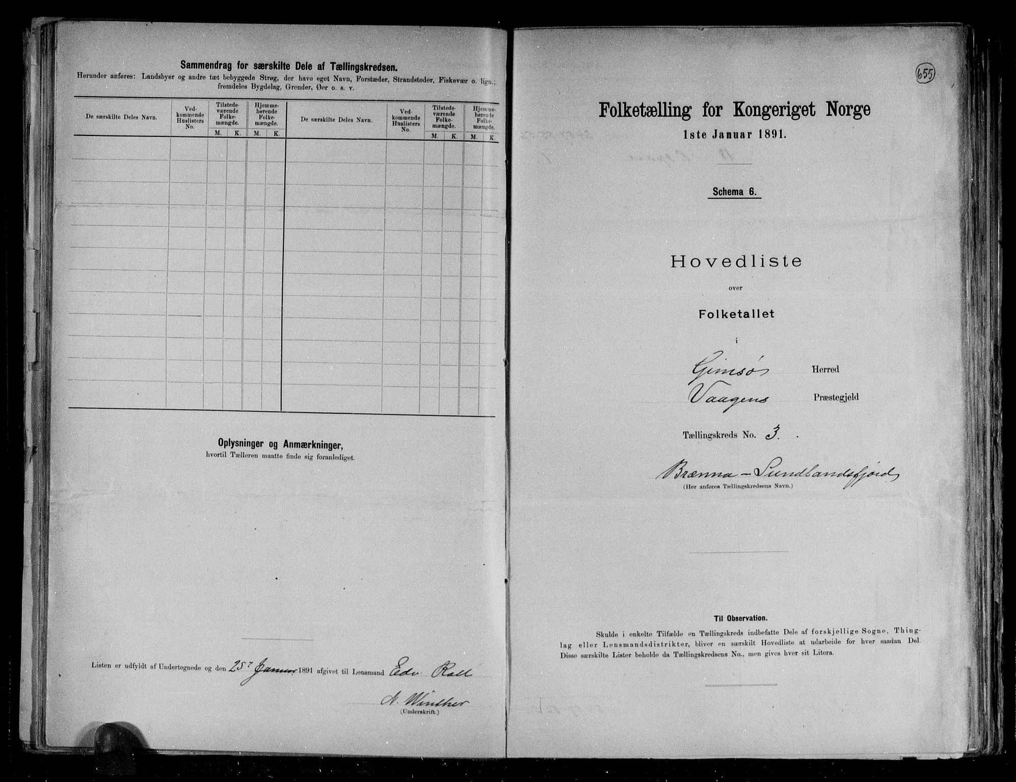 RA, Folketelling 1891 for 1864 Gimsøy herred, 1891, s. 8