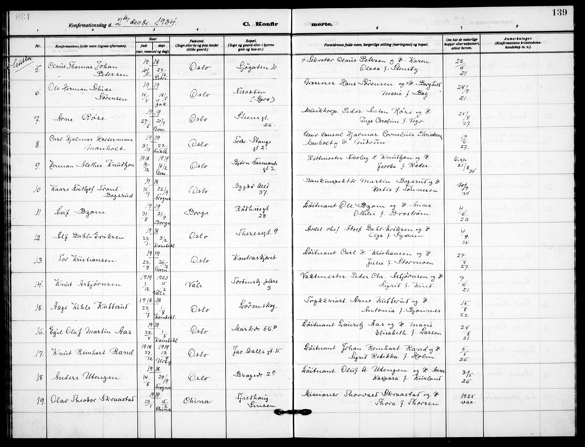 Garnisonsmenigheten Kirkebøker, SAO/A-10846/F/Fa/L0017: Ministerialbok nr. 17, 1926-1937, s. 139