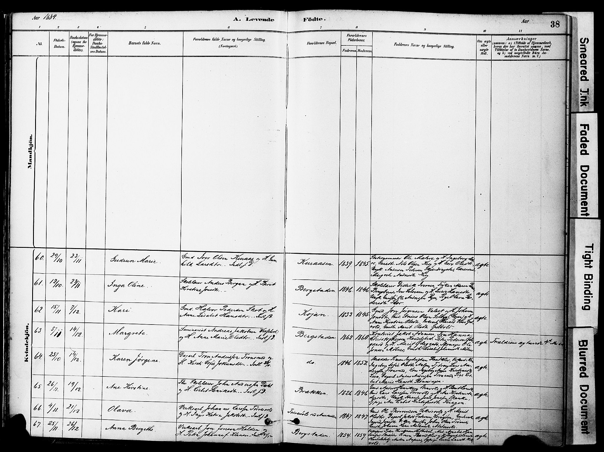 Ministerialprotokoller, klokkerbøker og fødselsregistre - Sør-Trøndelag, SAT/A-1456/681/L0933: Ministerialbok nr. 681A11, 1879-1890, s. 38