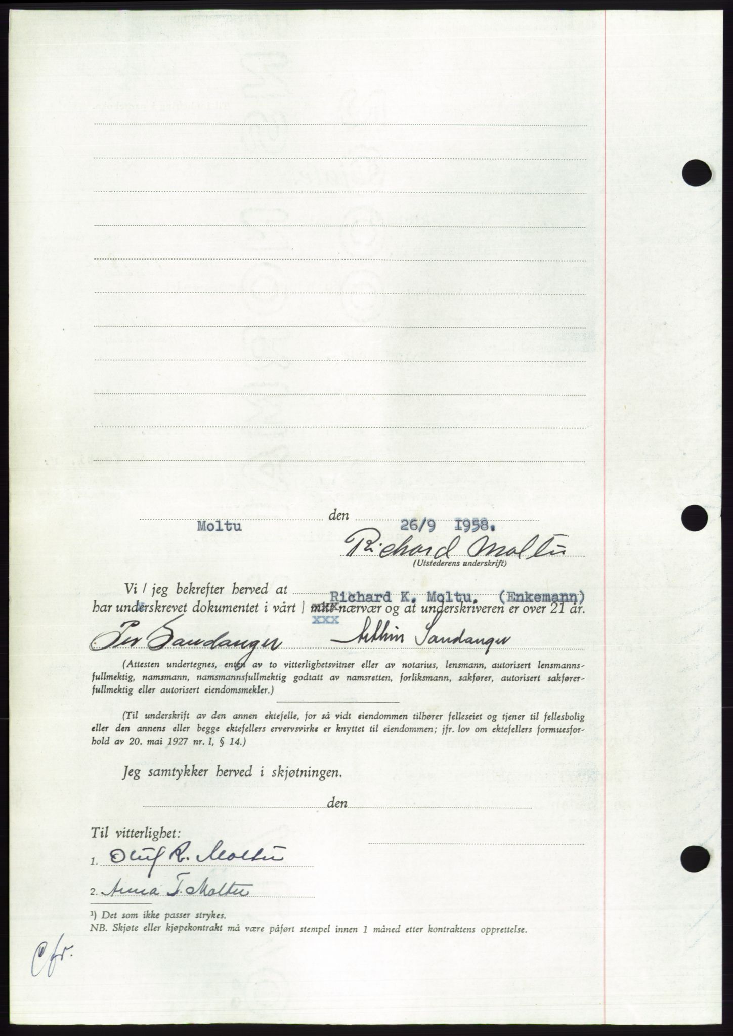 Søre Sunnmøre sorenskriveri, AV/SAT-A-4122/1/2/2C/L0110: Pantebok nr. 36A, 1958-1958, Dagboknr: 2076/1958