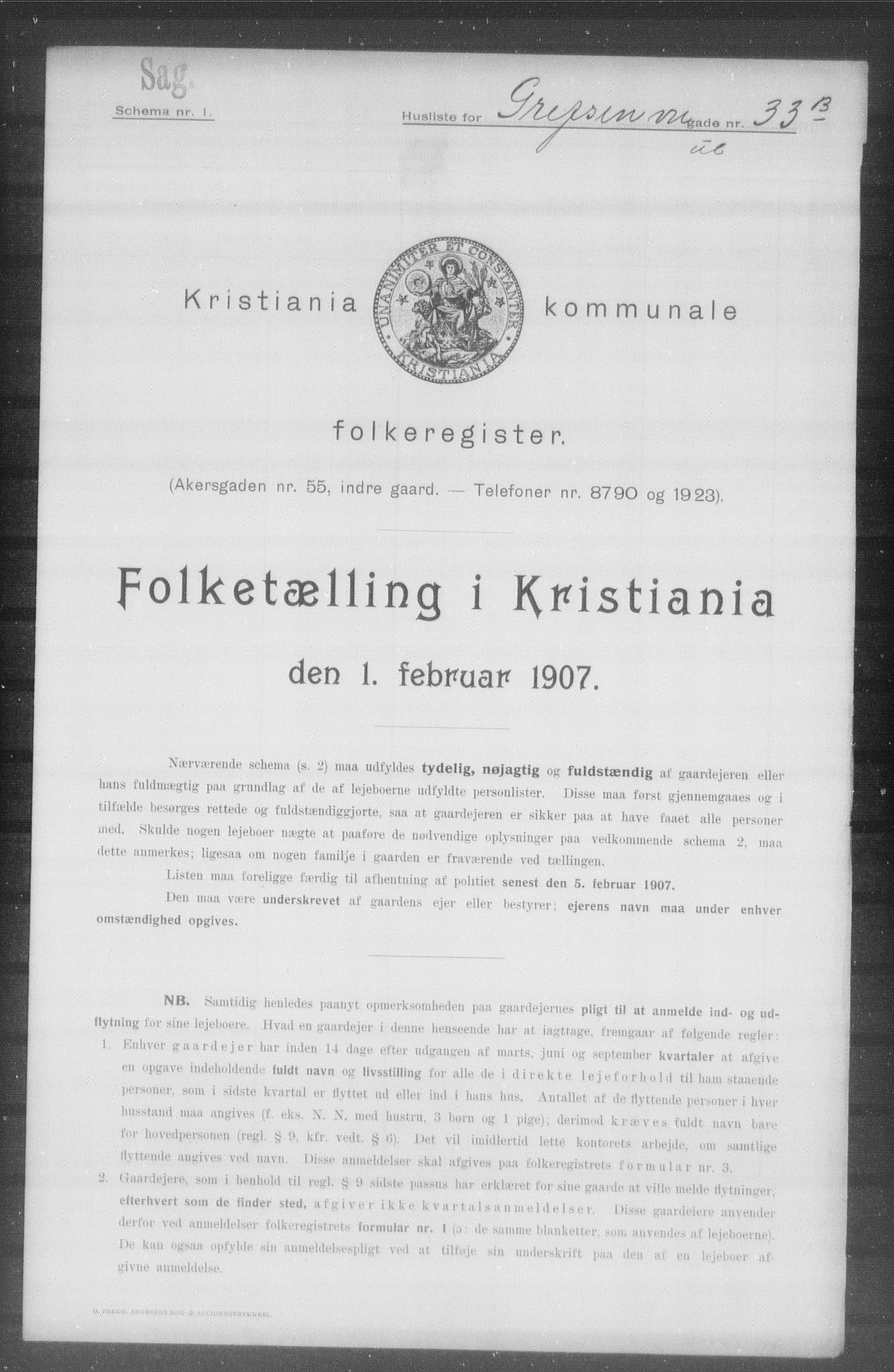 OBA, Kommunal folketelling 1.2.1907 for Kristiania kjøpstad, 1907, s. 15073