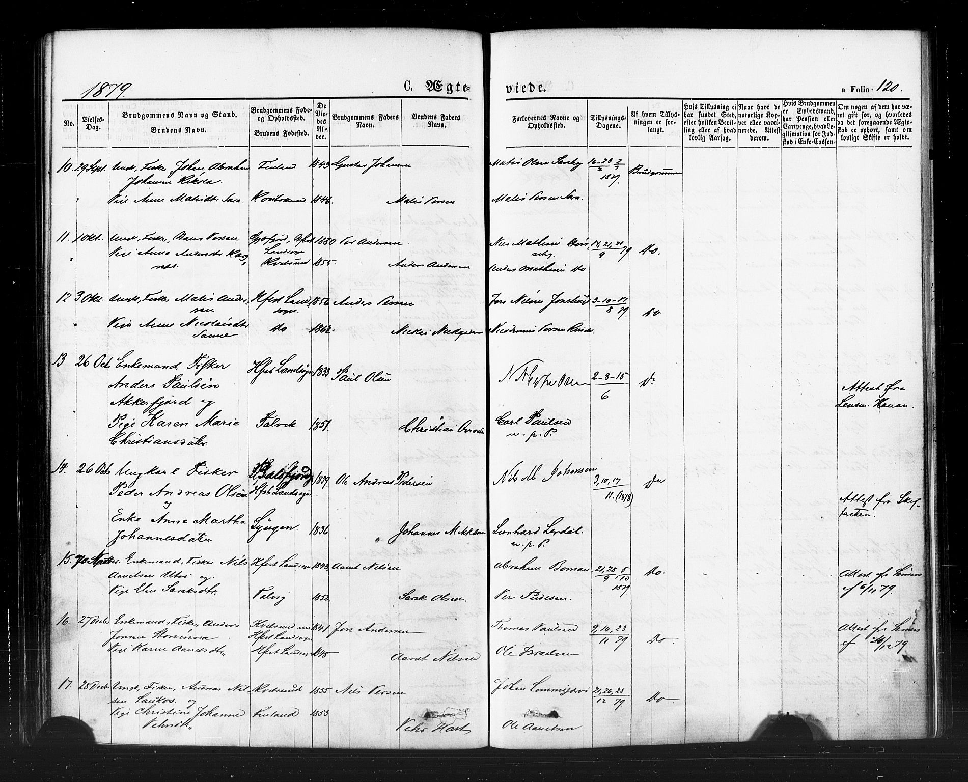 Hammerfest sokneprestkontor, SATØ/S-1347/H/Ha/L0007.kirke: Ministerialbok nr. 7, 1869-1884, s. 120