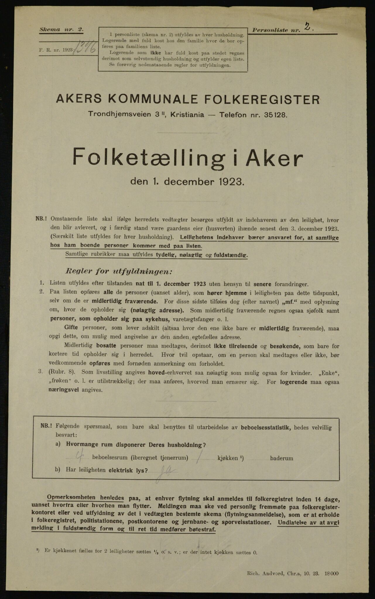 , Kommunal folketelling 1.12.1923 for Aker, 1923, s. 44361