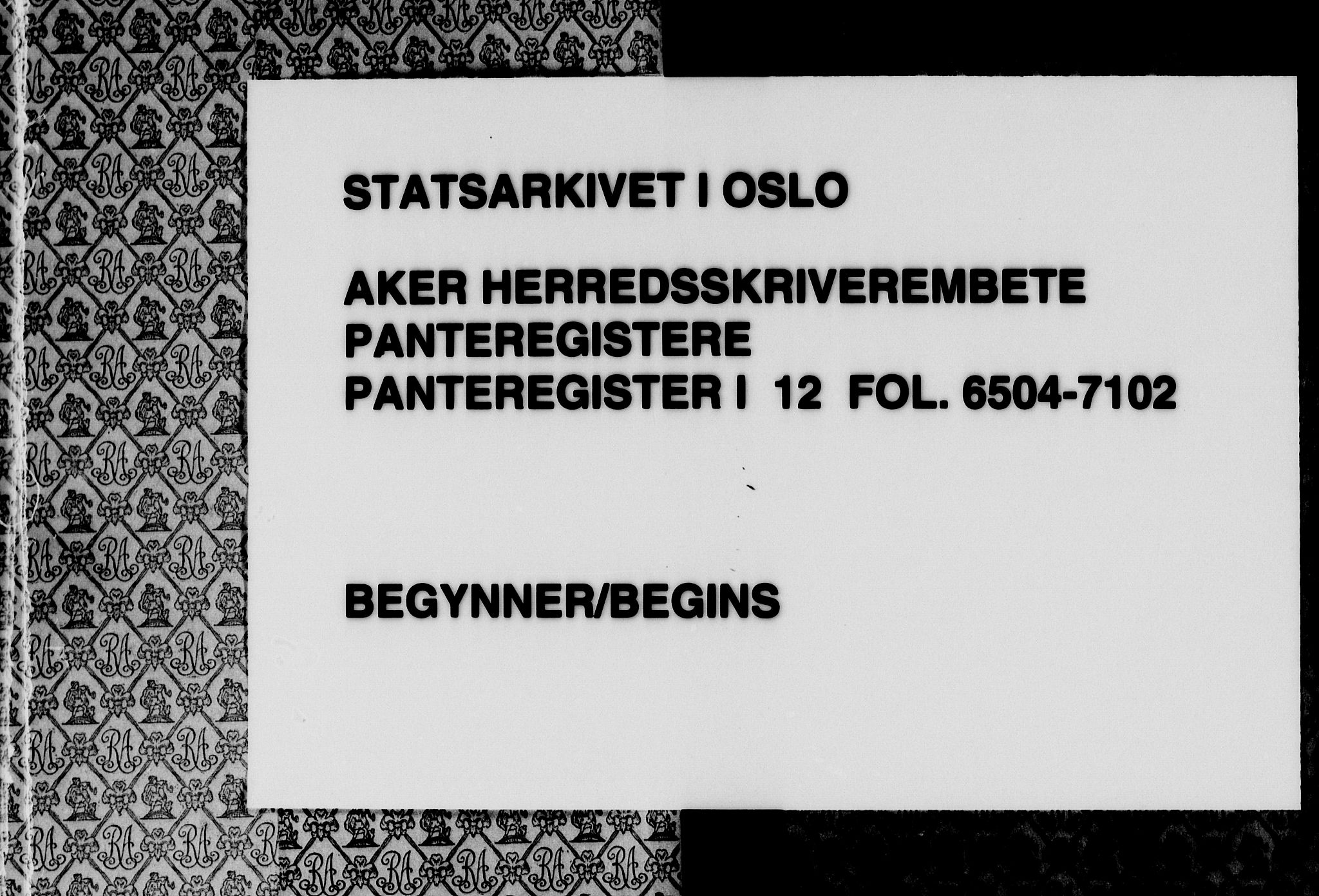 Aker herredsskriveri, SAO/A-10896/G/Ga/Gab/Gaba/L0012: Panteregister nr. I 12, 1892-1950