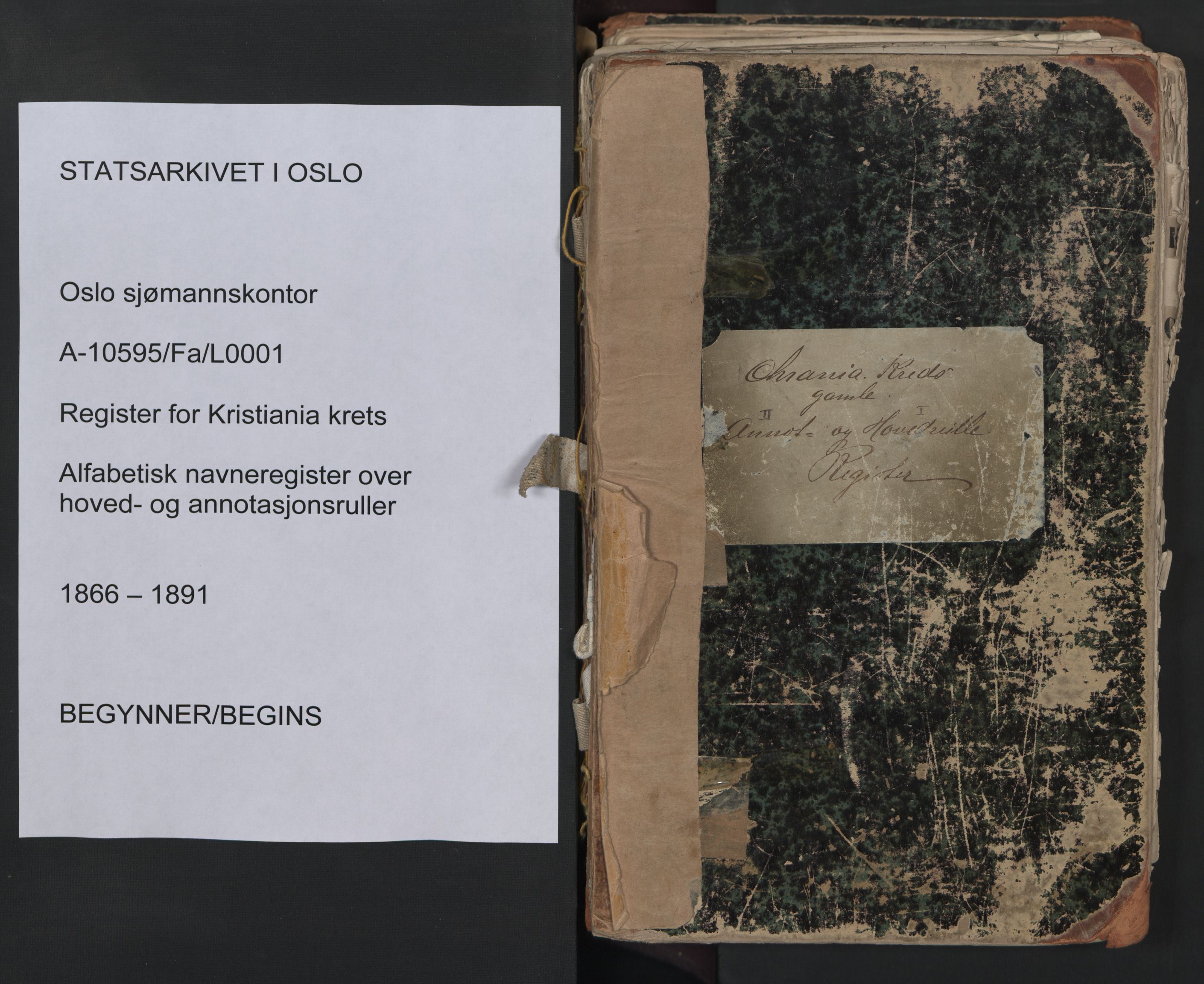 Oslo sjømannskontor, SAO/A-10595/F/Fa/L0001: Register for Kristiania krets, 1866-1891