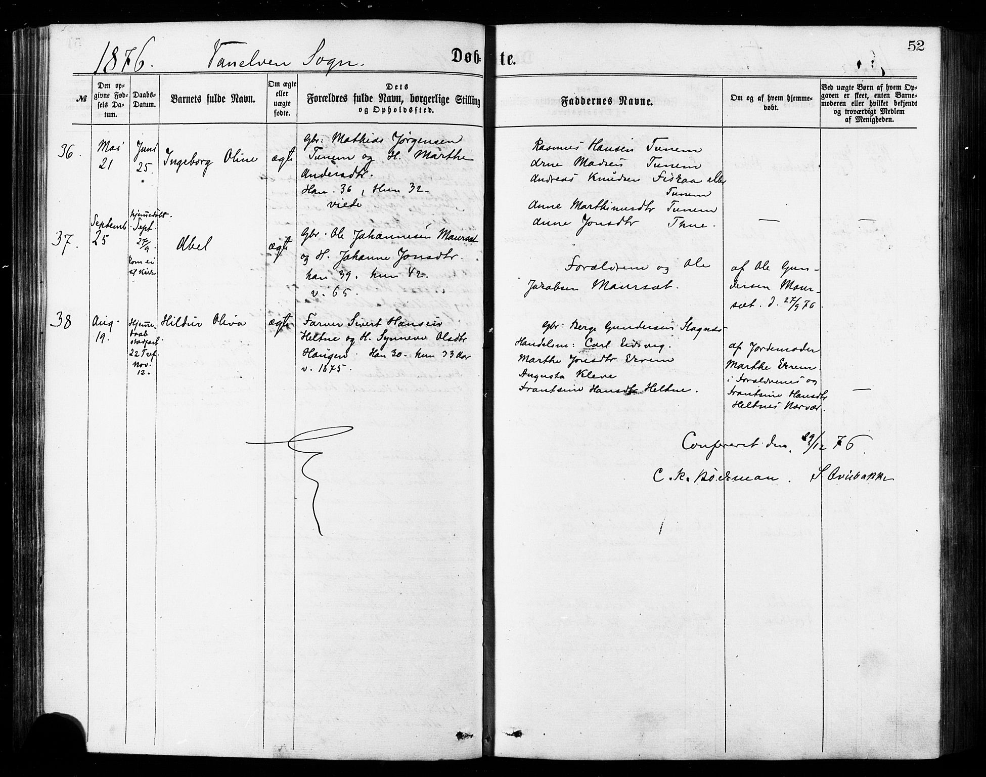 Ministerialprotokoller, klokkerbøker og fødselsregistre - Møre og Romsdal, AV/SAT-A-1454/501/L0007: Ministerialbok nr. 501A07, 1868-1884, s. 52