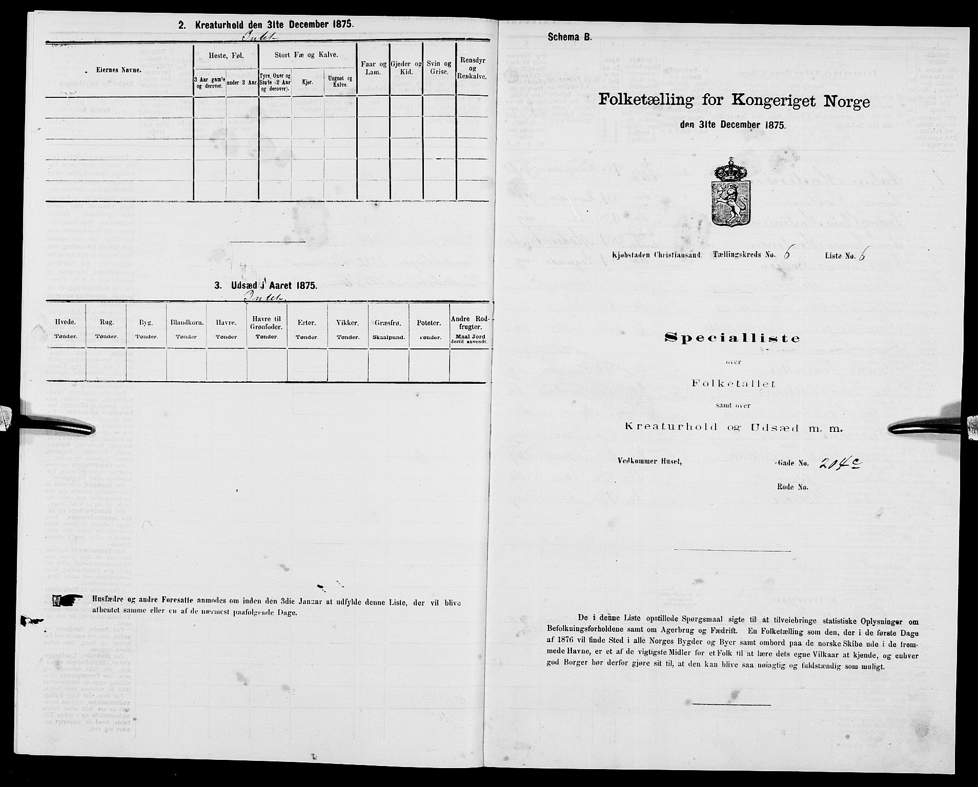 SAK, Folketelling 1875 for 1001P Kristiansand prestegjeld, 1875, s. 764