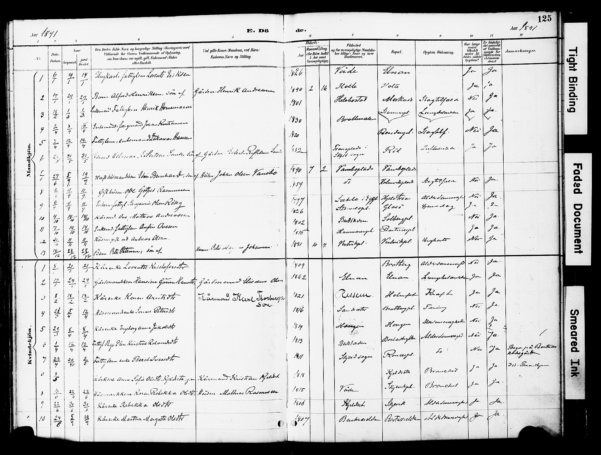 Ministerialprotokoller, klokkerbøker og fødselsregistre - Nord-Trøndelag, SAT/A-1458/741/L0396: Ministerialbok nr. 741A10, 1889-1901, s. 125