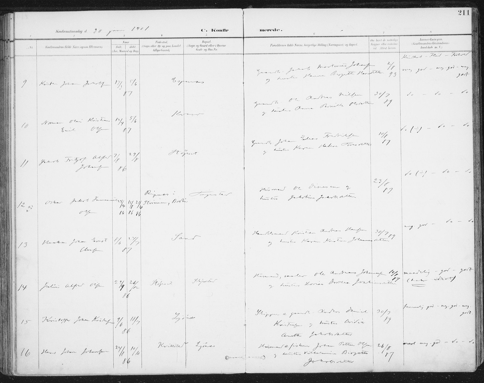 Ministerialprotokoller, klokkerbøker og fødselsregistre - Nordland, SAT/A-1459/852/L0741: Ministerialbok nr. 852A11, 1894-1917, s. 211
