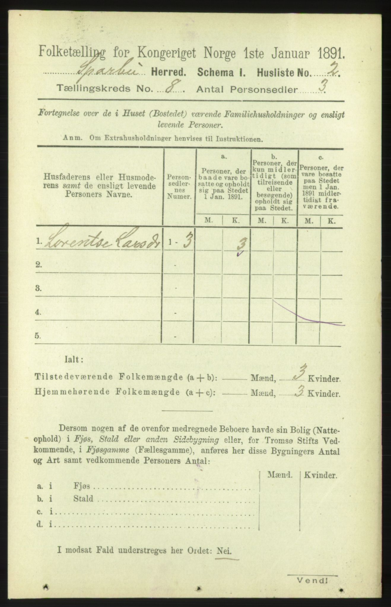 RA, Folketelling 1891 for 1731 Sparbu herred, 1891, s. 2762