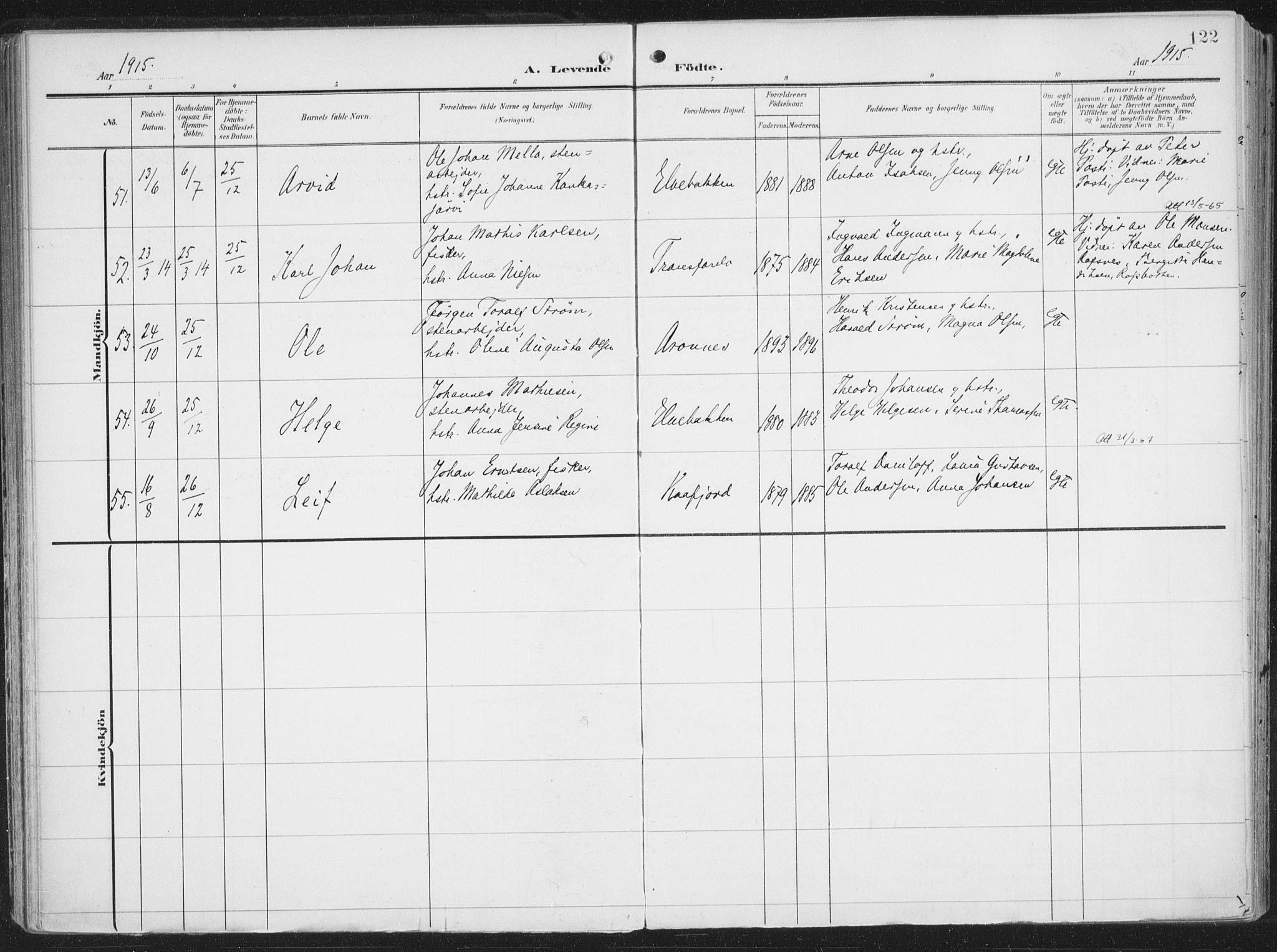 Alta sokneprestkontor, AV/SATØ-S-1338/H/Ha/L0005.kirke: Ministerialbok nr. 5, 1904-1918, s. 122