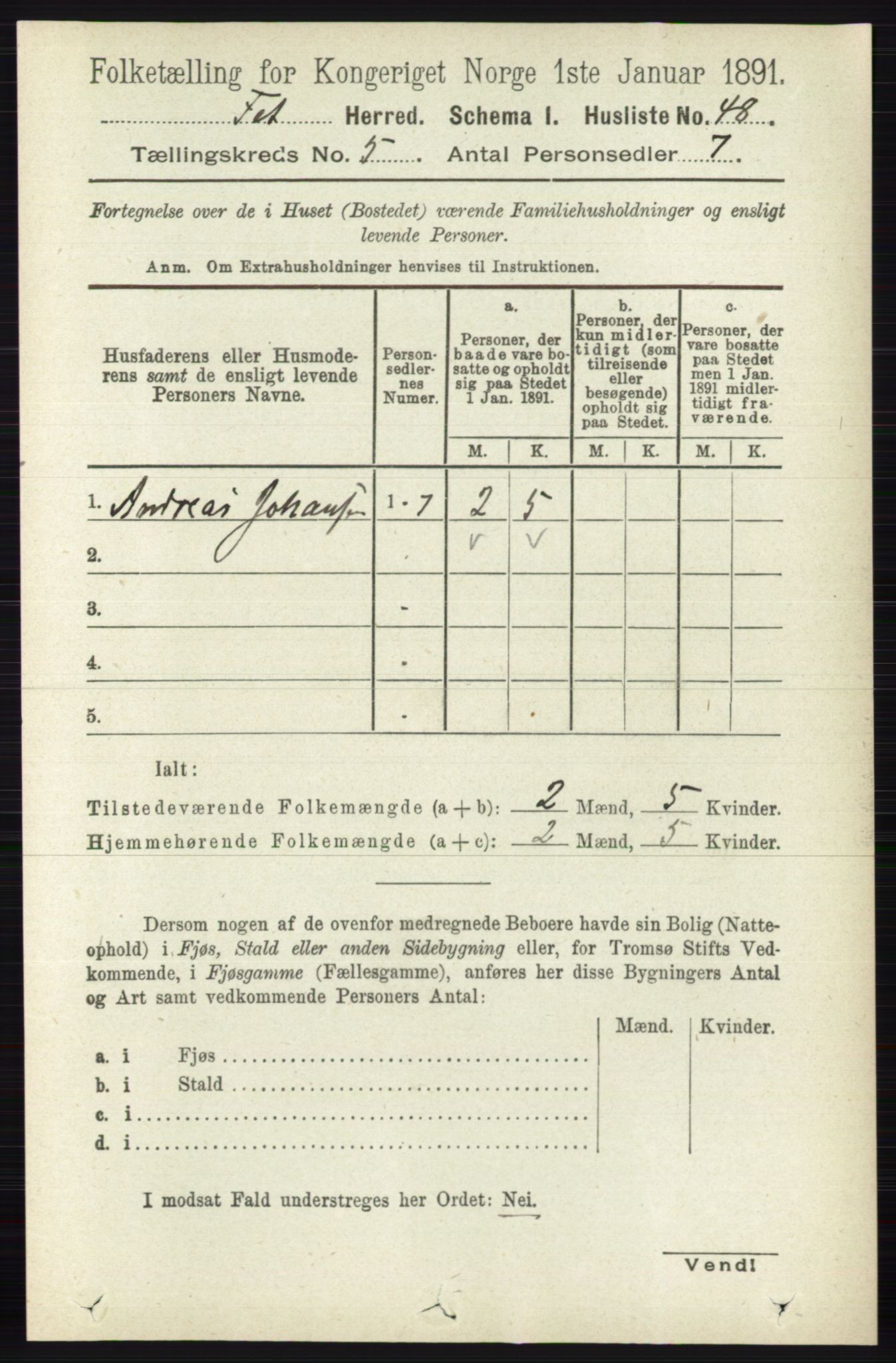 RA, Folketelling 1891 for 0227 Fet herred, 1891, s. 1585