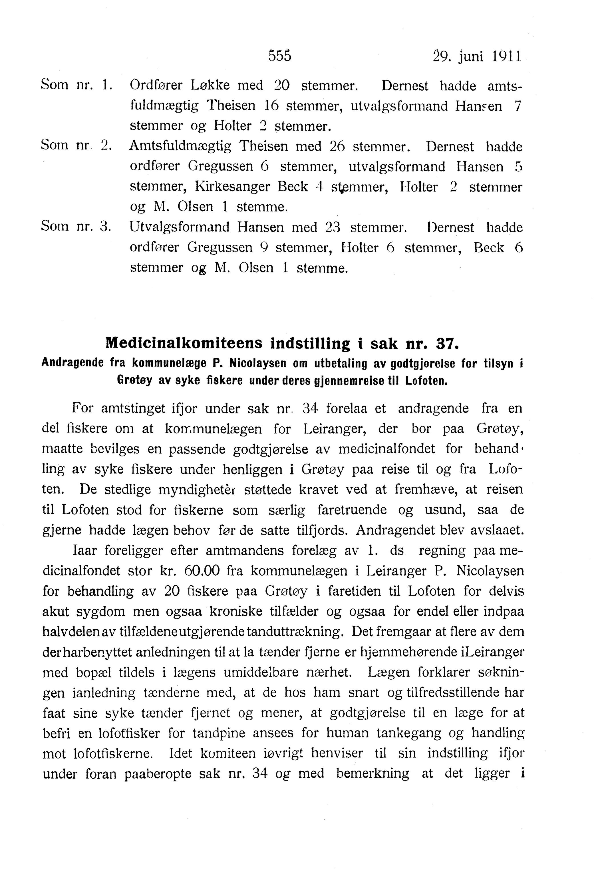 Nordland Fylkeskommune. Fylkestinget, AIN/NFK-17/176/A/Ac/L0034: Fylkestingsforhandlinger 1911, 1911