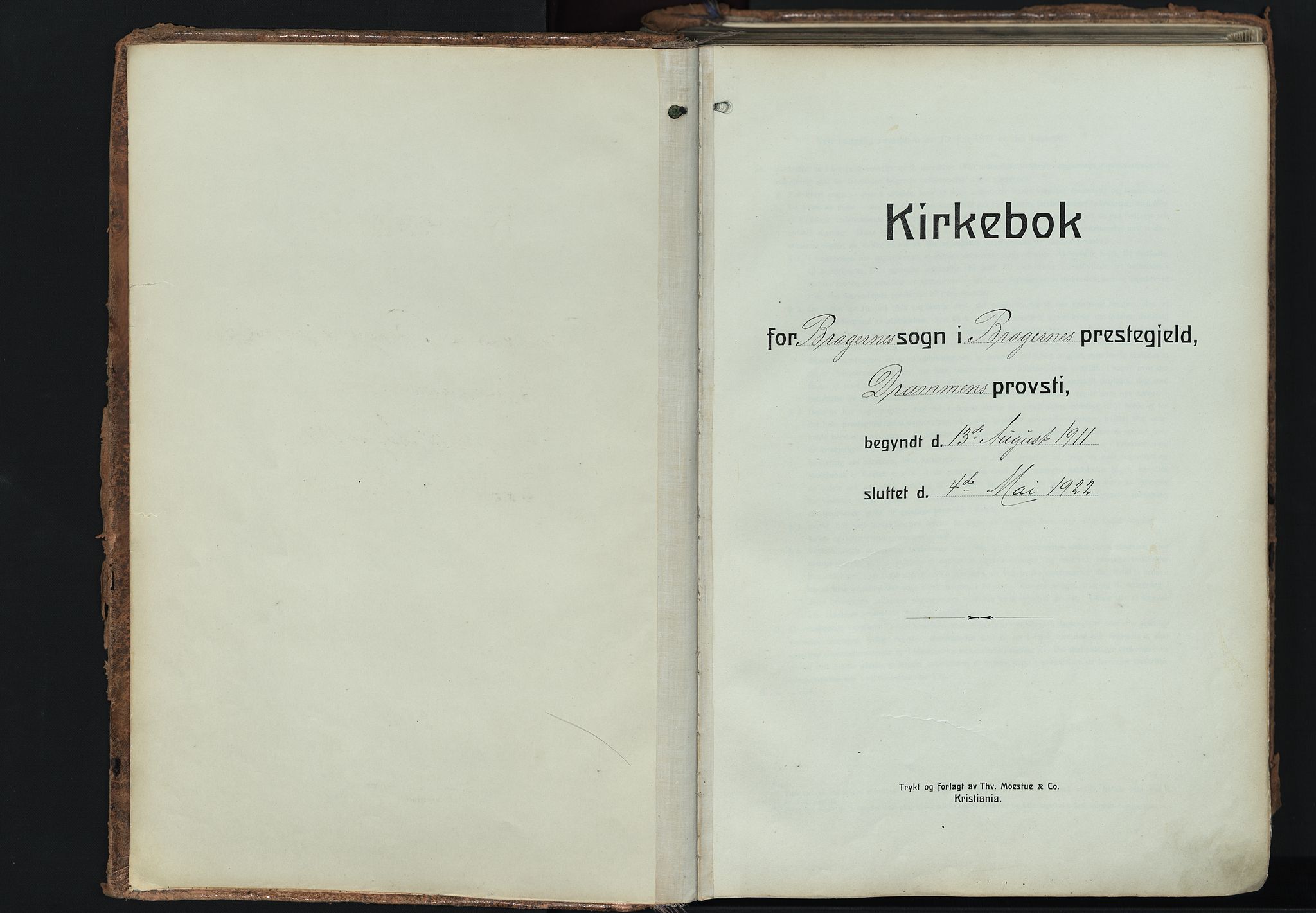 Bragernes kirkebøker, AV/SAKO-A-6/F/Fb/L0010: Ministerialbok nr. II 10, 1911-1922