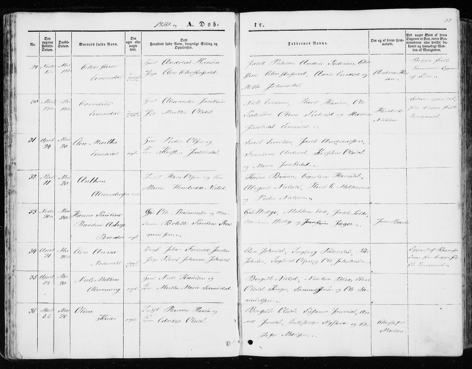 Ministerialprotokoller, klokkerbøker og fødselsregistre - Sør-Trøndelag, AV/SAT-A-1456/657/L0704: Ministerialbok nr. 657A05, 1846-1857, s. 37