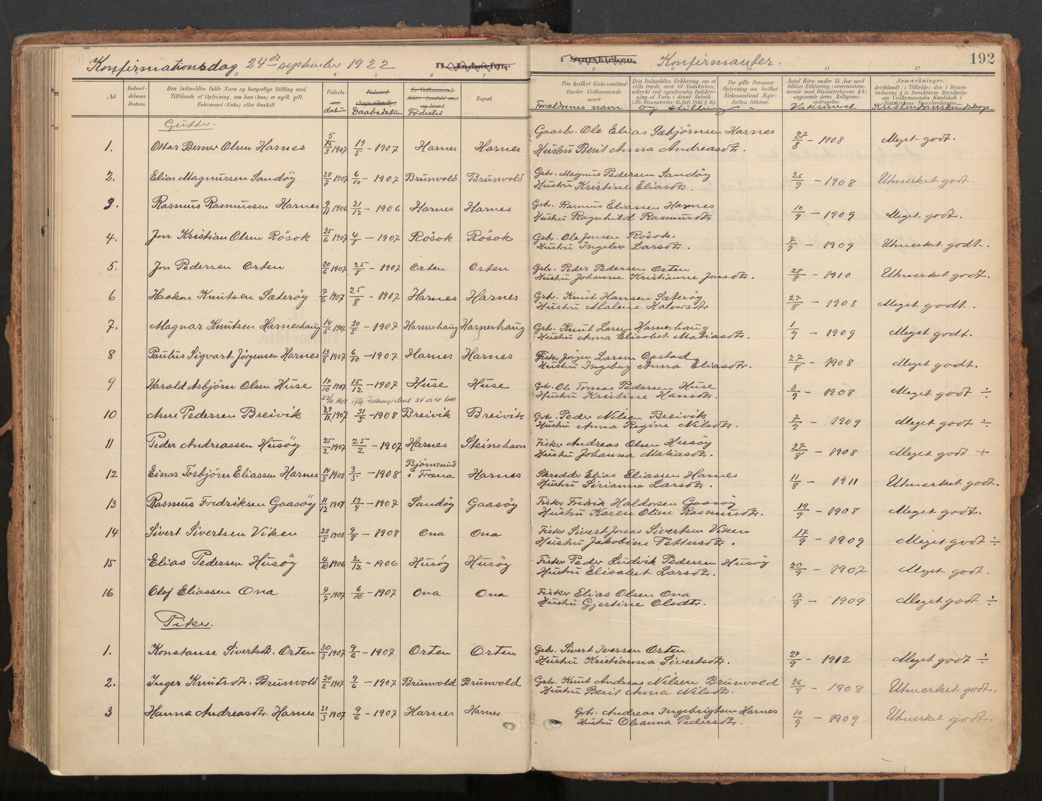 Ministerialprotokoller, klokkerbøker og fødselsregistre - Møre og Romsdal, AV/SAT-A-1454/561/L0730: Ministerialbok nr. 561A04, 1901-1929, s. 192