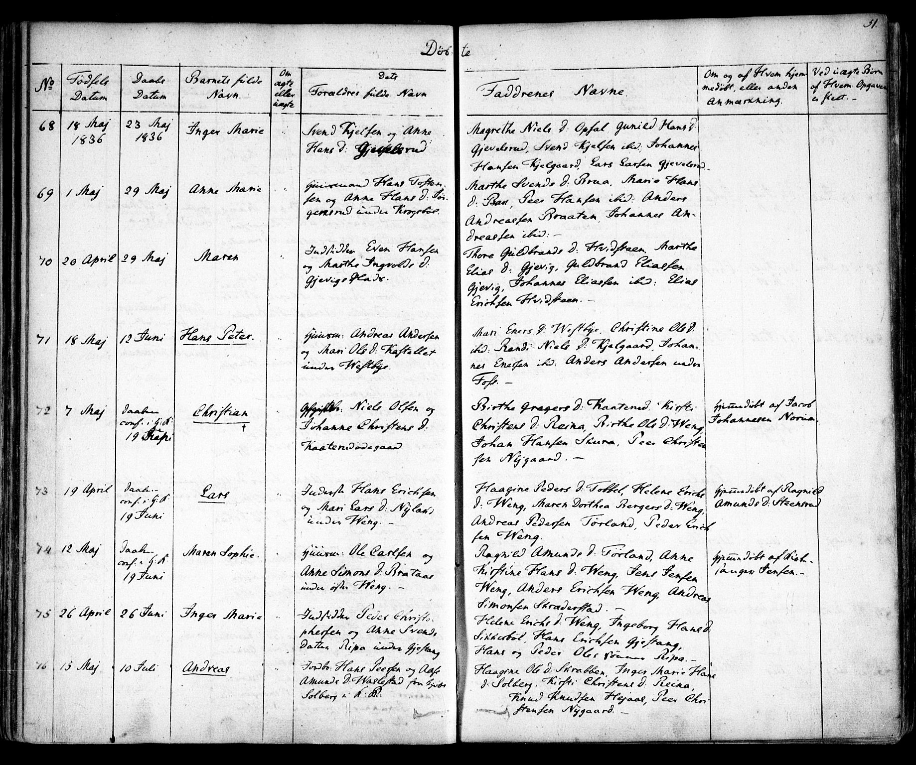 Enebakk prestekontor Kirkebøker, AV/SAO-A-10171c/F/Fa/L0009: Ministerialbok nr. I 9, 1832-1861, s. 51