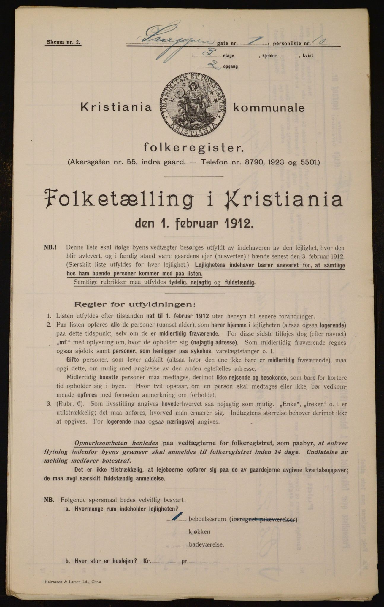 OBA, Kommunal folketelling 1.2.1912 for Kristiania, 1912, s. 98272