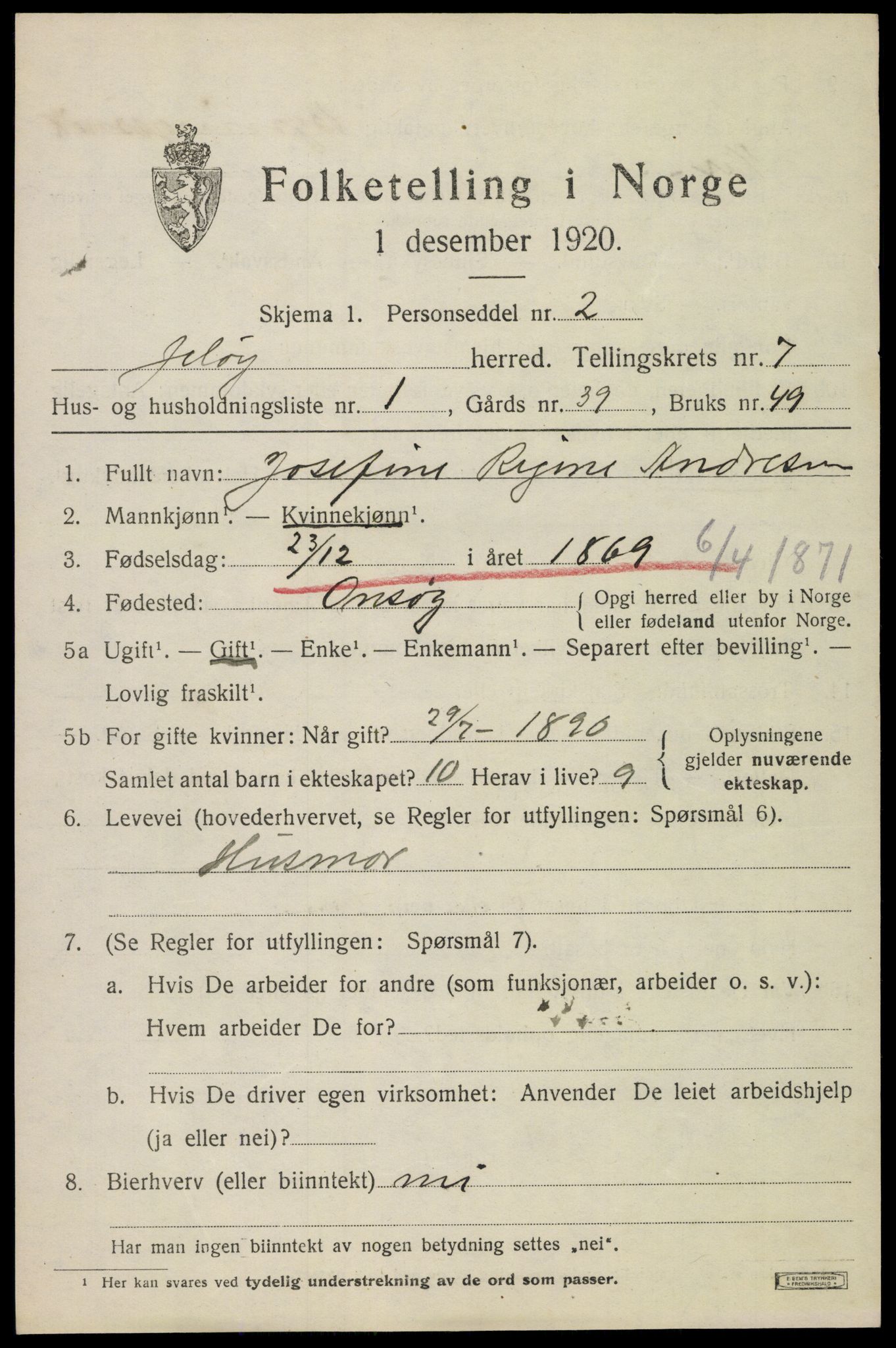 SAO, Folketelling 1920 for 0194 Moss herred, 1920, s. 7423