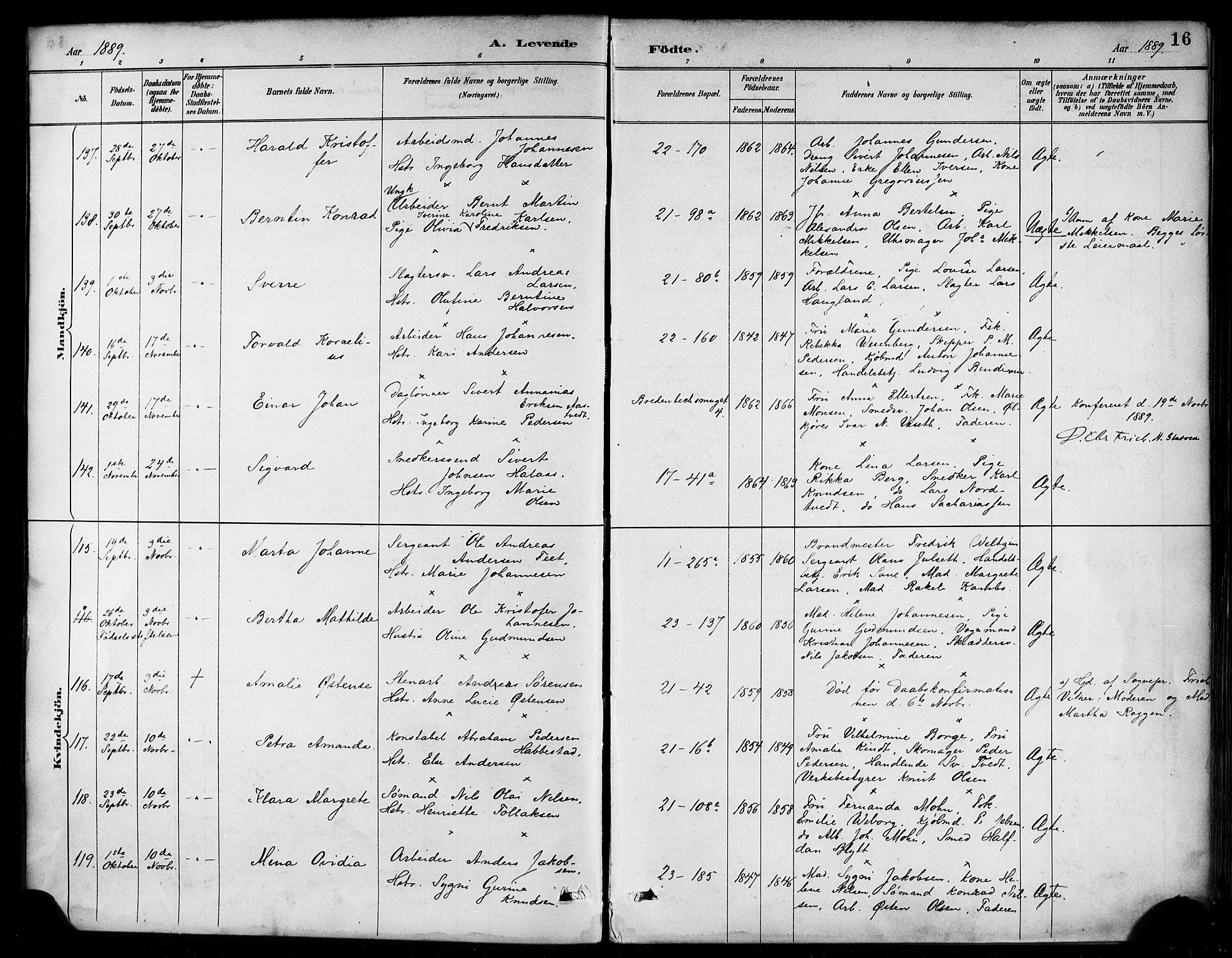Korskirken sokneprestembete, AV/SAB-A-76101/H/Haa/L0022: Ministerialbok nr. B 8, 1889-1899, s. 16