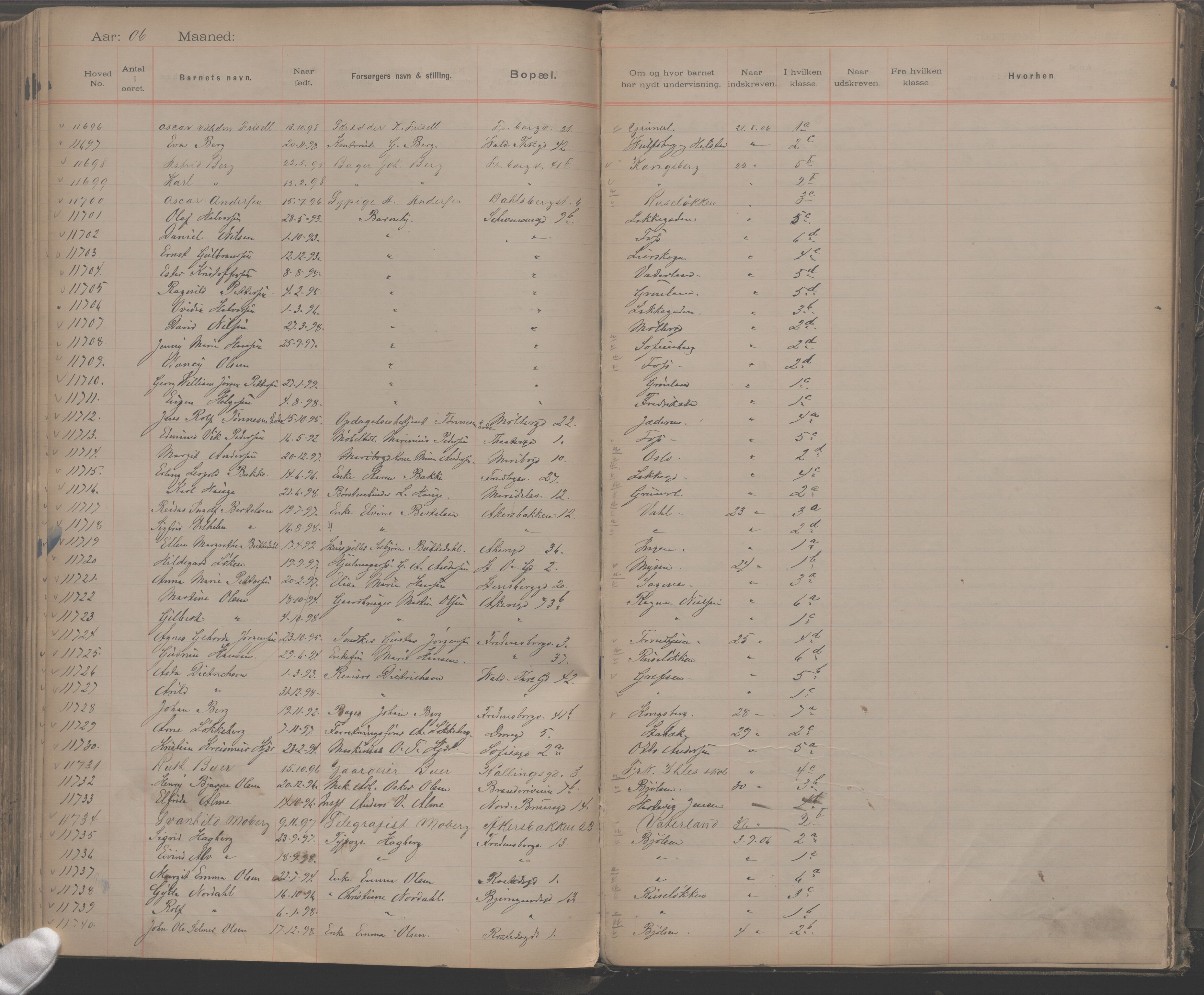 Møllergata skole, OBA/A-20129/F/Fa/L0001: Ut-/innskrivningsprotokoll, 1889-1907, s. 266
