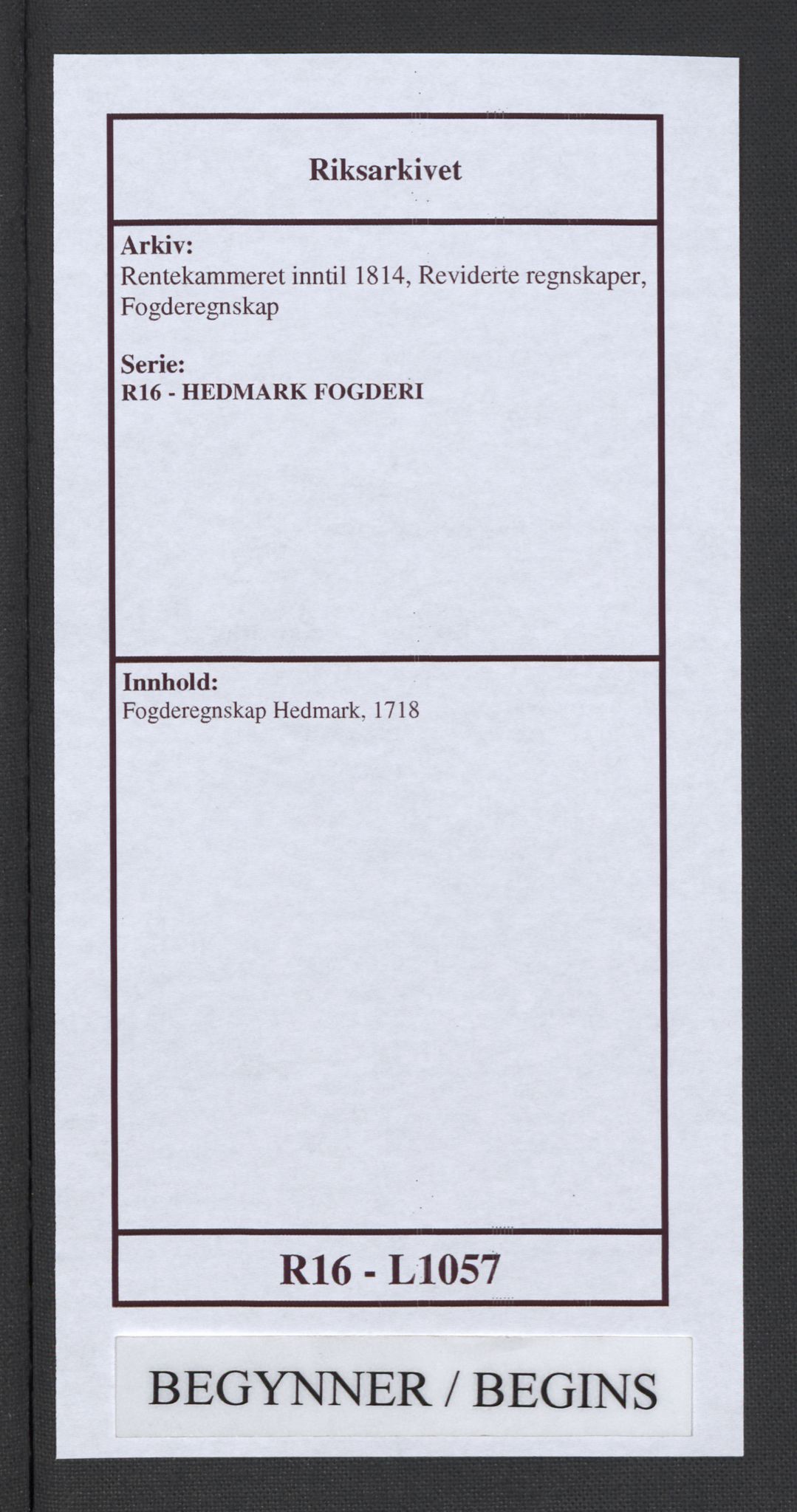 Rentekammeret inntil 1814, Reviderte regnskaper, Fogderegnskap, RA/EA-4092/R16/L1057: Fogderegnskap Hedmark, 1718, s. 1