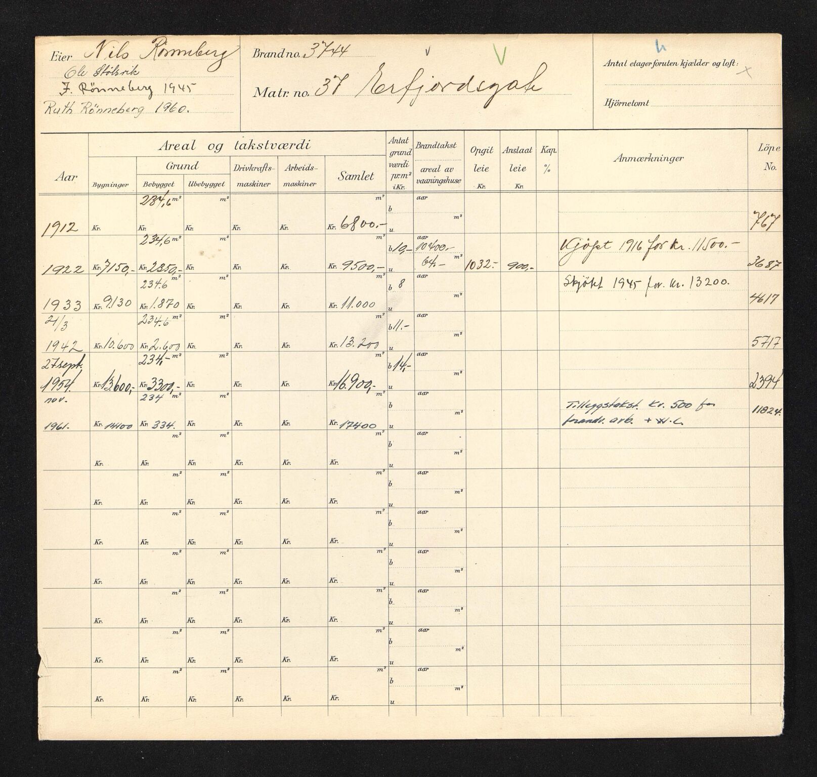 Stavanger kommune. Skattetakstvesenet, BYST/A-0440/F/Fa/Faa/L0013/0002: Skattetakstkort / Erfjordgata 37 - Erichstrups gate 14