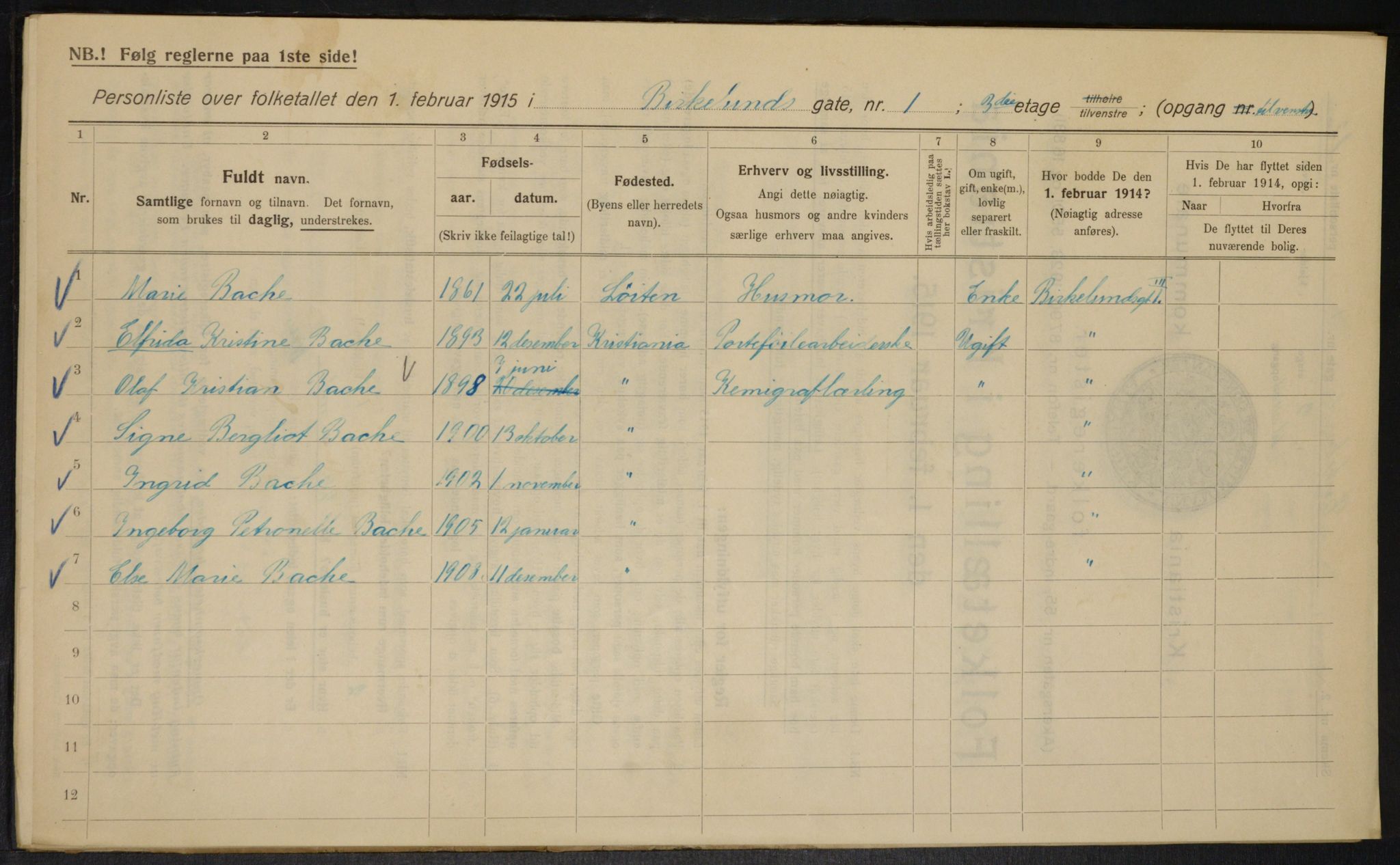 OBA, Kommunal folketelling 1.2.1915 for Kristiania, 1915, s. 5066