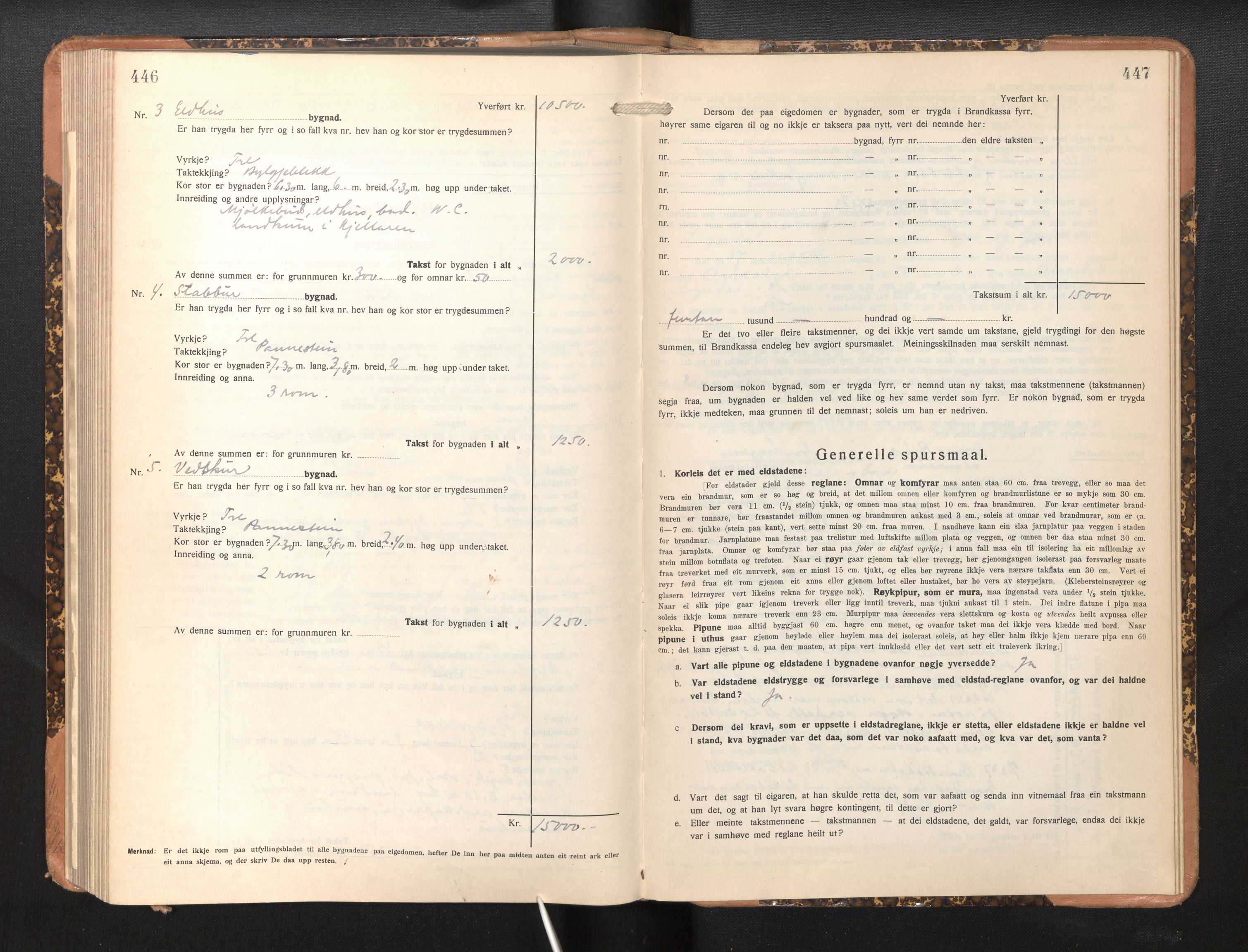 Lensmannen i Sogndal, SAB/A-29901/0012/L0013: Branntakstprotokoll, skjematakst, 1931-1938, s. 446-447