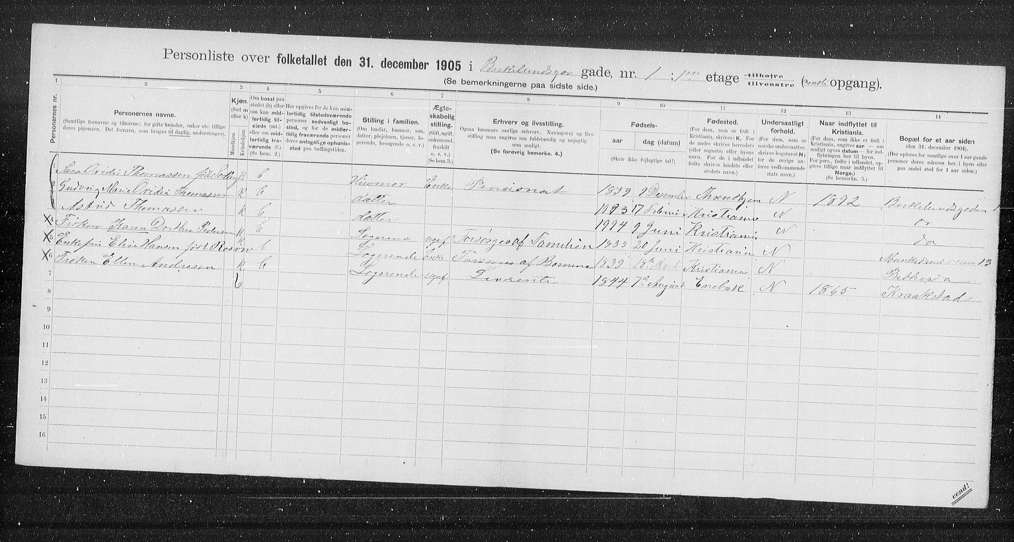 OBA, Kommunal folketelling 31.12.1905 for Kristiania kjøpstad, 1905, s. 2436