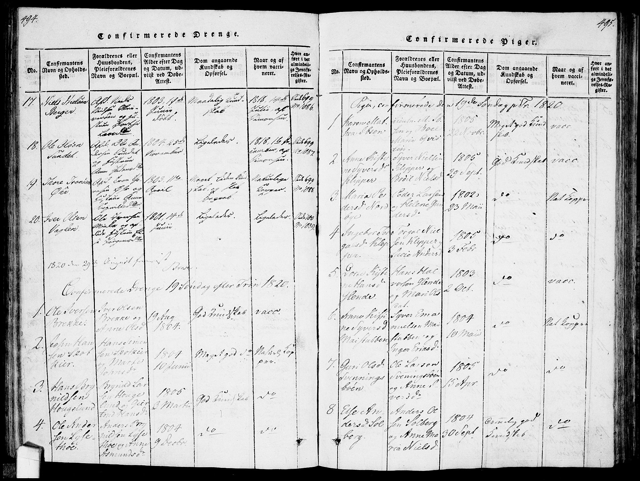 Idd prestekontor Kirkebøker, SAO/A-10911/F/Fc/L0002: Ministerialbok nr. III 2, 1815-1831, s. 494-495