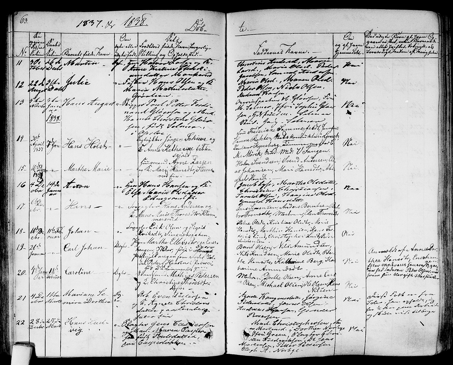 Gamlebyen prestekontor Kirkebøker, SAO/A-10884/F/Fa/L0003: Ministerialbok nr. 3, 1829-1849, s. 63